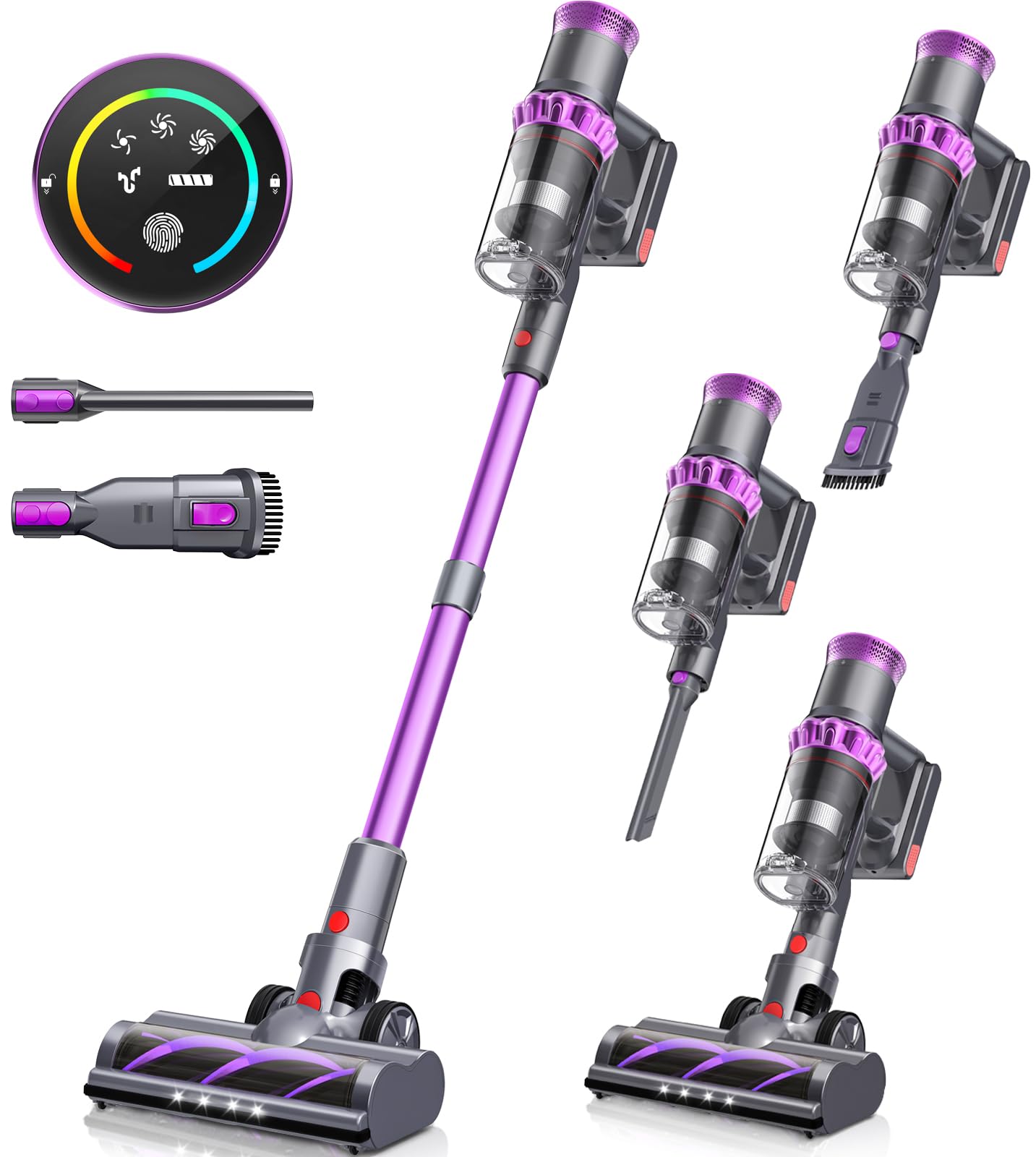 Belife BVC11 Cordless Vacuum Cleaner, 450W 38Kpa Stick Vacuum with 50 mins runtime, 13000RPM Burshless Motor, Powerful Vacuum Cleaners for Home Hardwood Floor pet Hair Carpet (Purple)