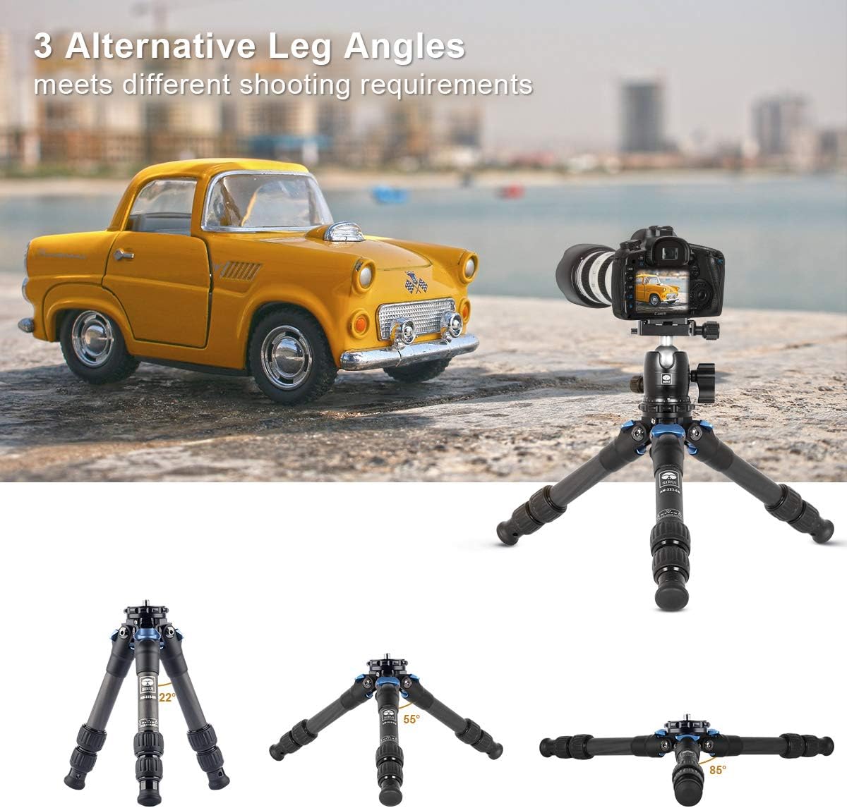 Greatest Product SIRUI AM-223 Carbon Fiber Camera Tripod Mini Travel Compact Tripod with 360° B-00K Ball Head, Arca Swiss Quick Release Plate, Loads up 15KG, Max Height 16.6, Folded Height 12.1