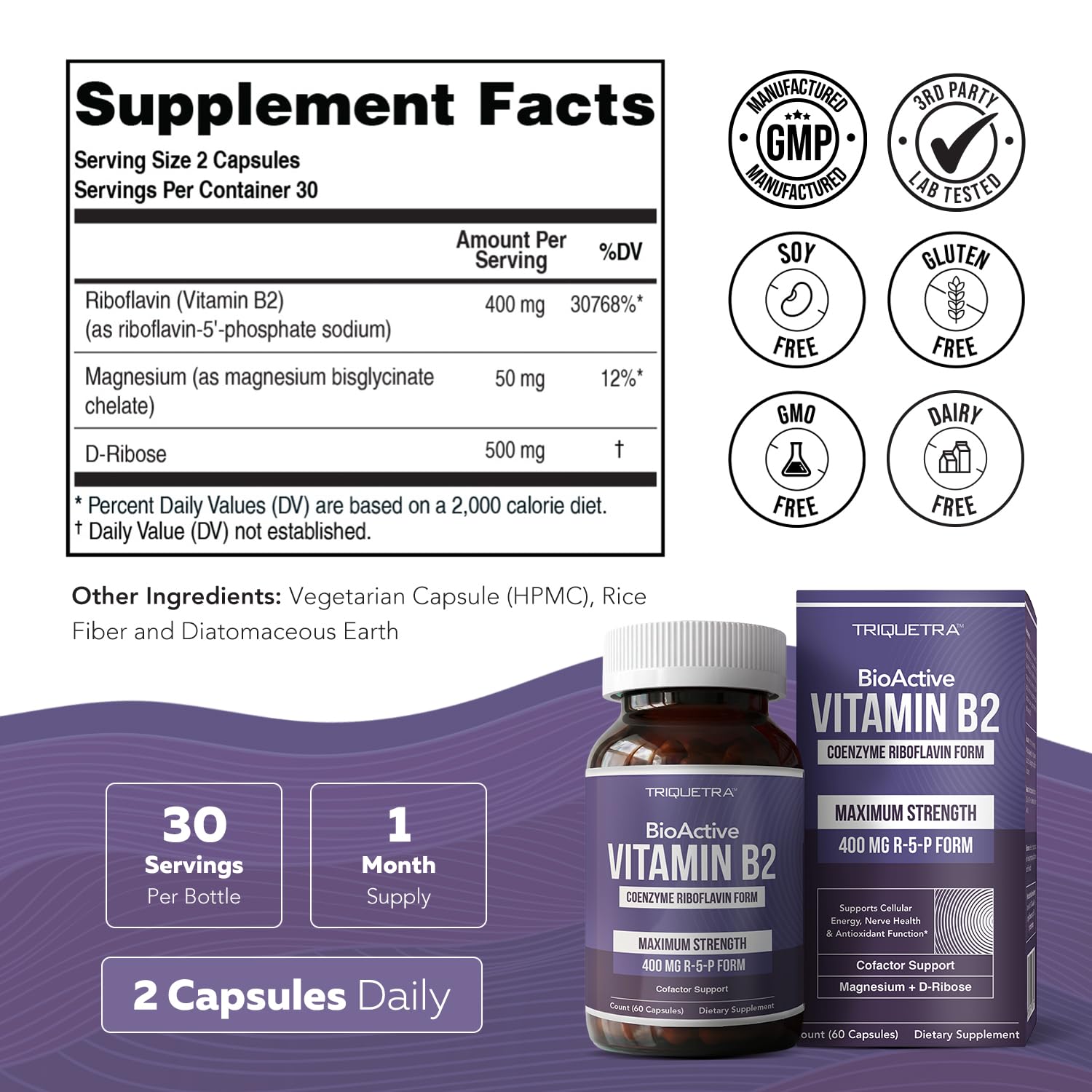 Vitamin B2 400mg, Active R-5-P with Magnesium Bisglycinate & D-Ribose — Amazon image 7
