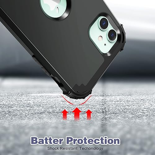 Miniatura 7 de IDweel Funda para iPhone 11 con protector de pantalla (vidrio templado), híbrida 3 en 1, a prueba de golpes, ajuste delgado, protección resistente,