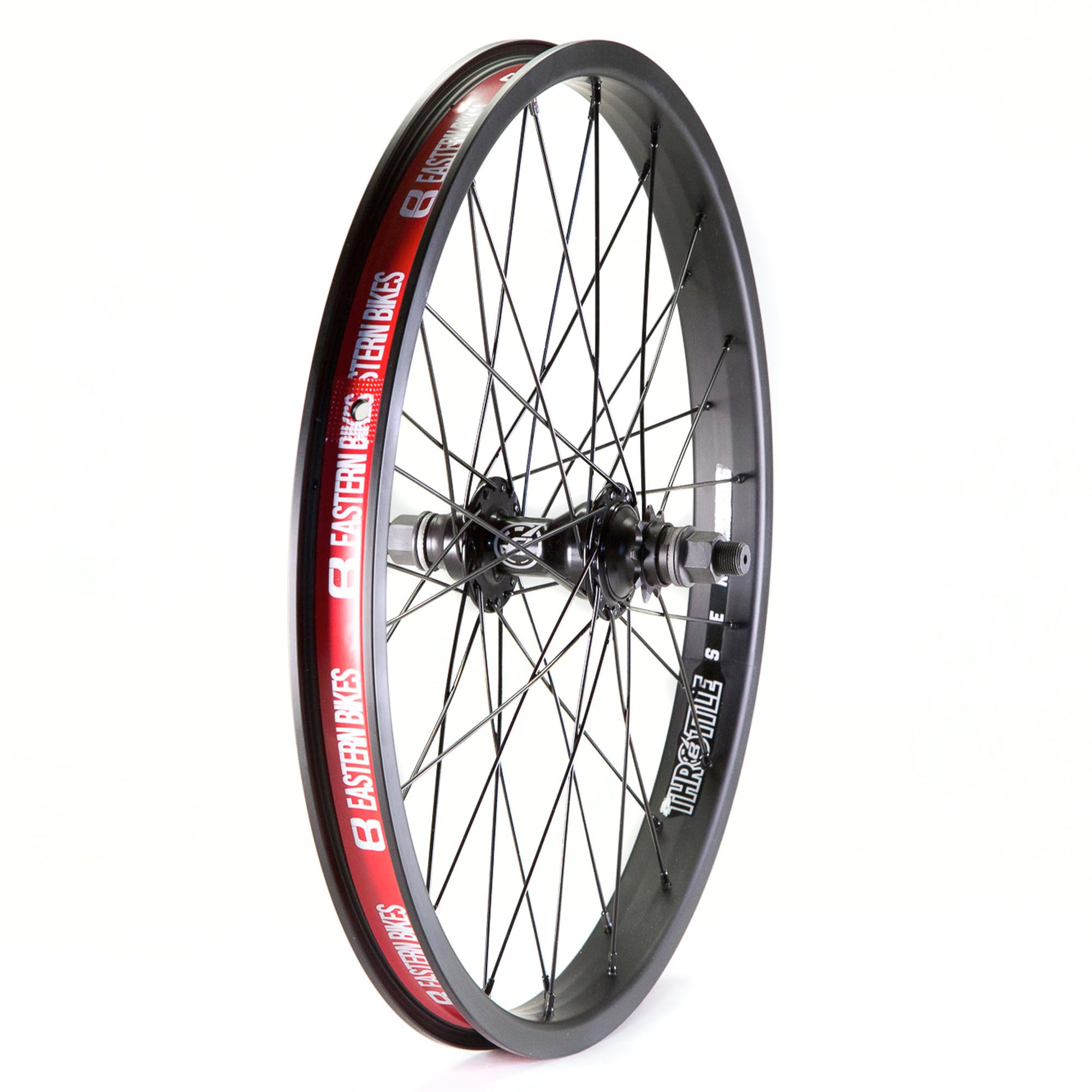 Eastern Bikes Throttle 20 Inch BMX Wheel – Double Wall Rim, Sealed Bearing Hub, Front or Rear, BMX Freestyle Wheel (Black, Front (3/8")) (Black, Rear (14mm))
