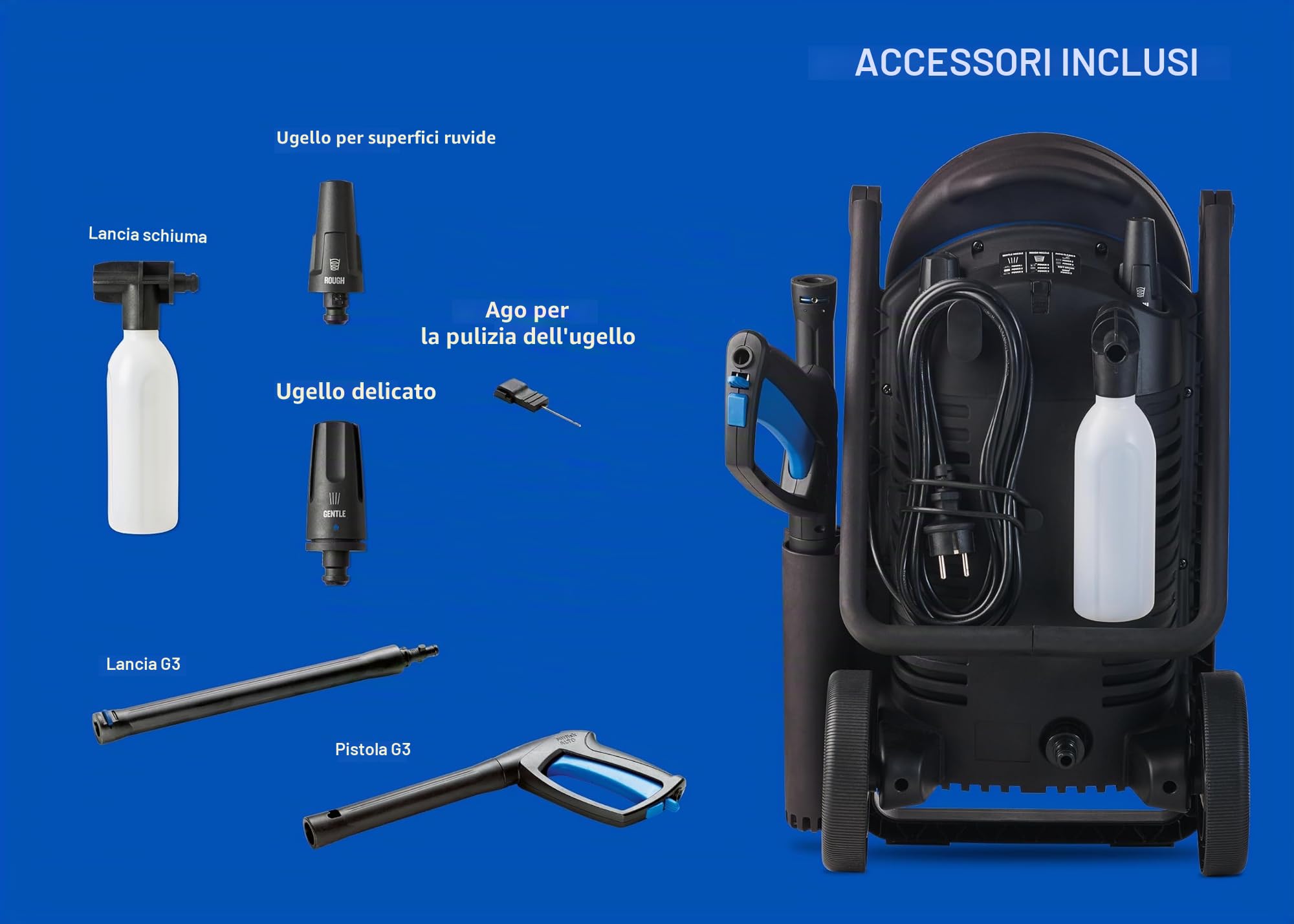 Idropulitrice Nilfisk Core 150 Bar con PowerControl + spruzzatore di schiuma - per terrazze e automobili (2000 W)