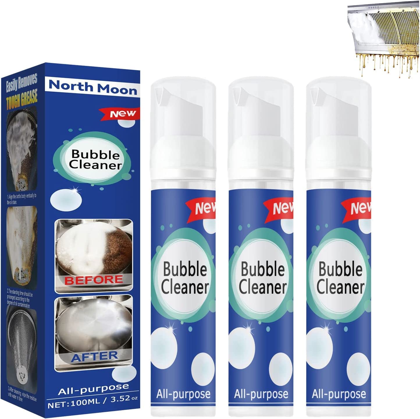 Photo 1 of 3PC Beedac Bubble Cleaner, 2023 New Beedac Cleaning Spray, All Purpose Bubble Cleaner Foam Spray, Foaming Heavy Oil Stain Cleaner
