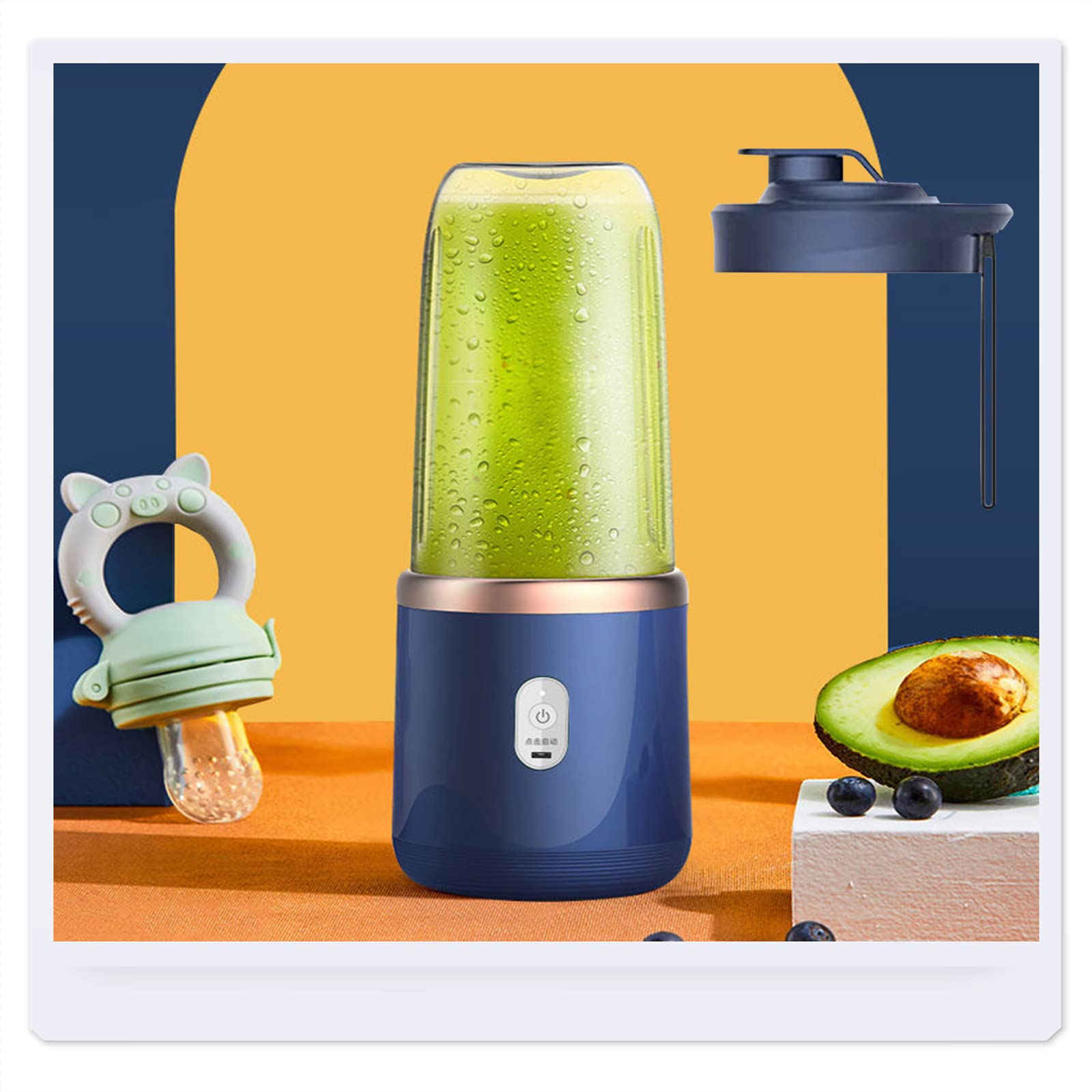 TOUMENY Portable Blender, Personal Blender, USB Rechargeable Fruit Juicer with 6 Blades, Handheld Blender, Mini Juice Blen...