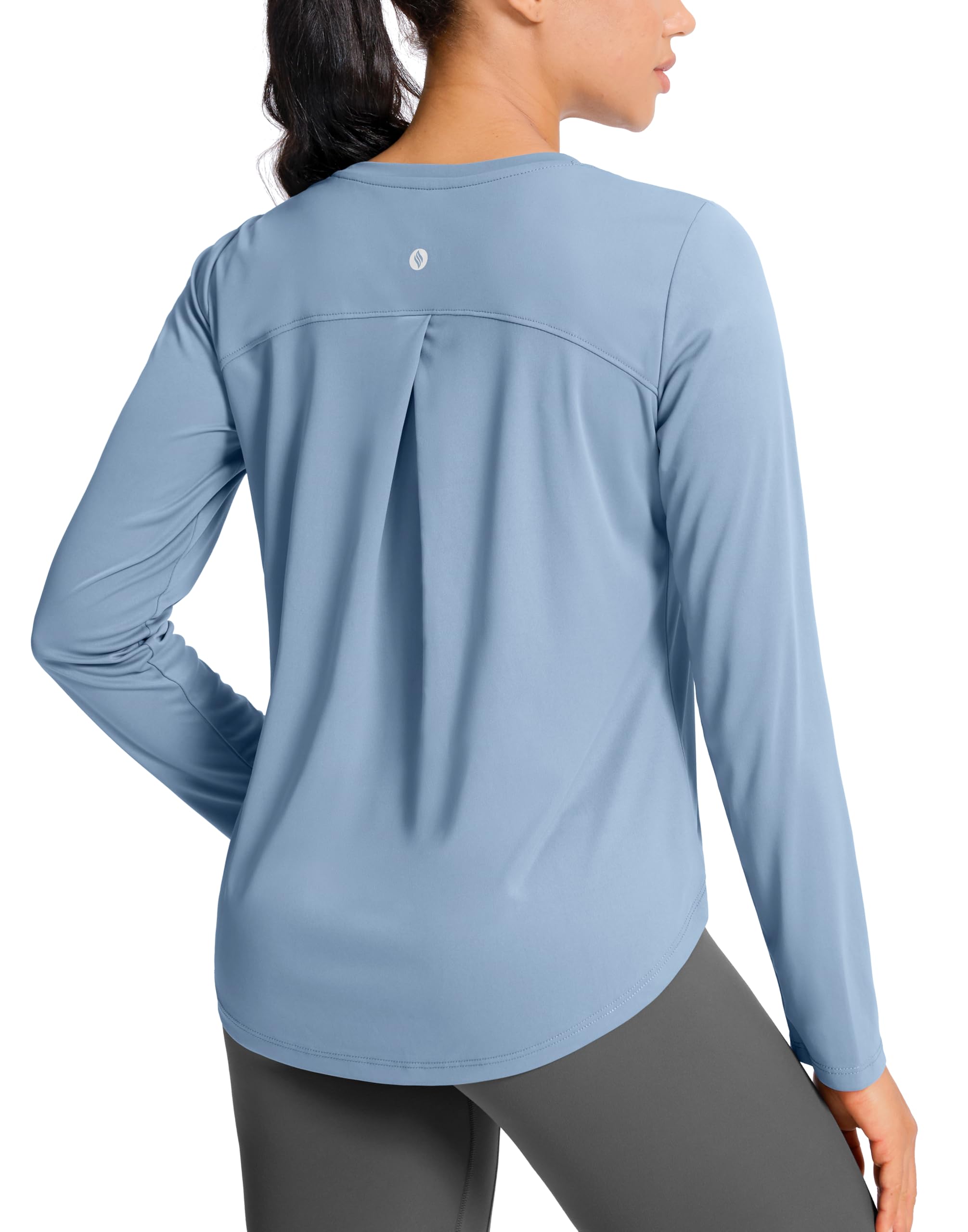Lightweight Long Sleeve Workout Tops for Women Breathable Gym Yoga Athletic Running Hiking Top UPF 50+ Sun Shirts-image-19
