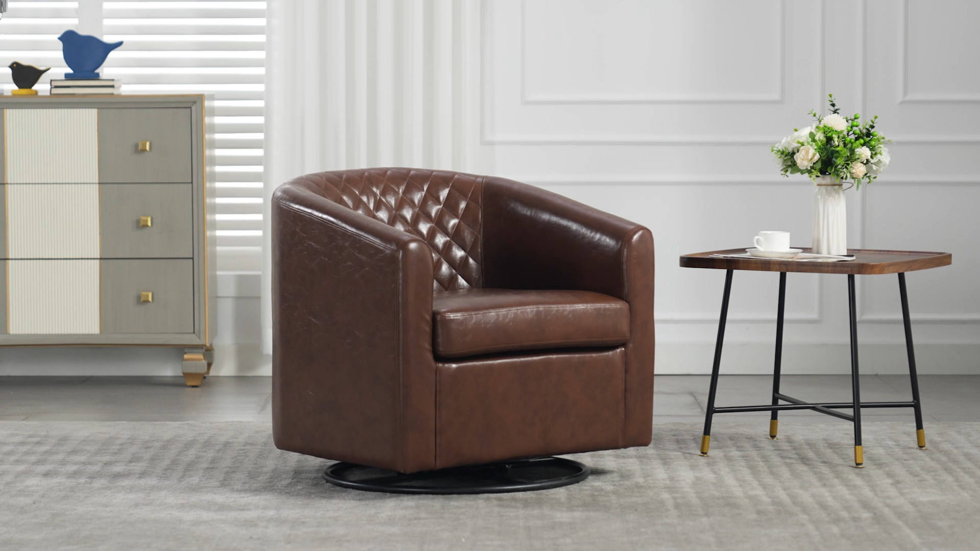 Sillón Plegable Redondo Beige miniatura 7