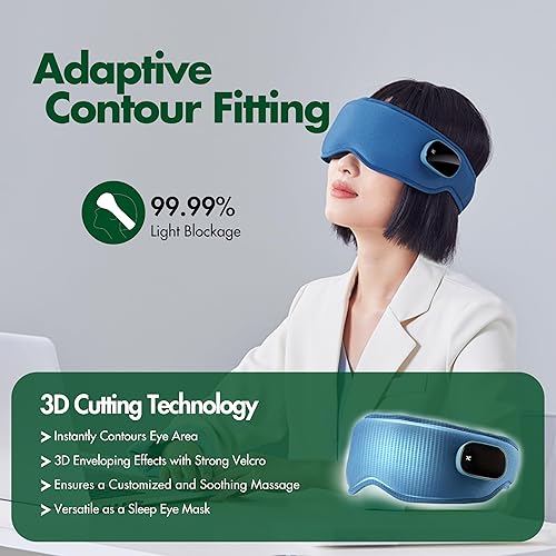 Miniatura 5 de 7C Masajeador de ojos con calor, máscara para dormir, dispositivo de alivio de la frente de las patillas para ojeras, hinchazón, vibración de bolsa