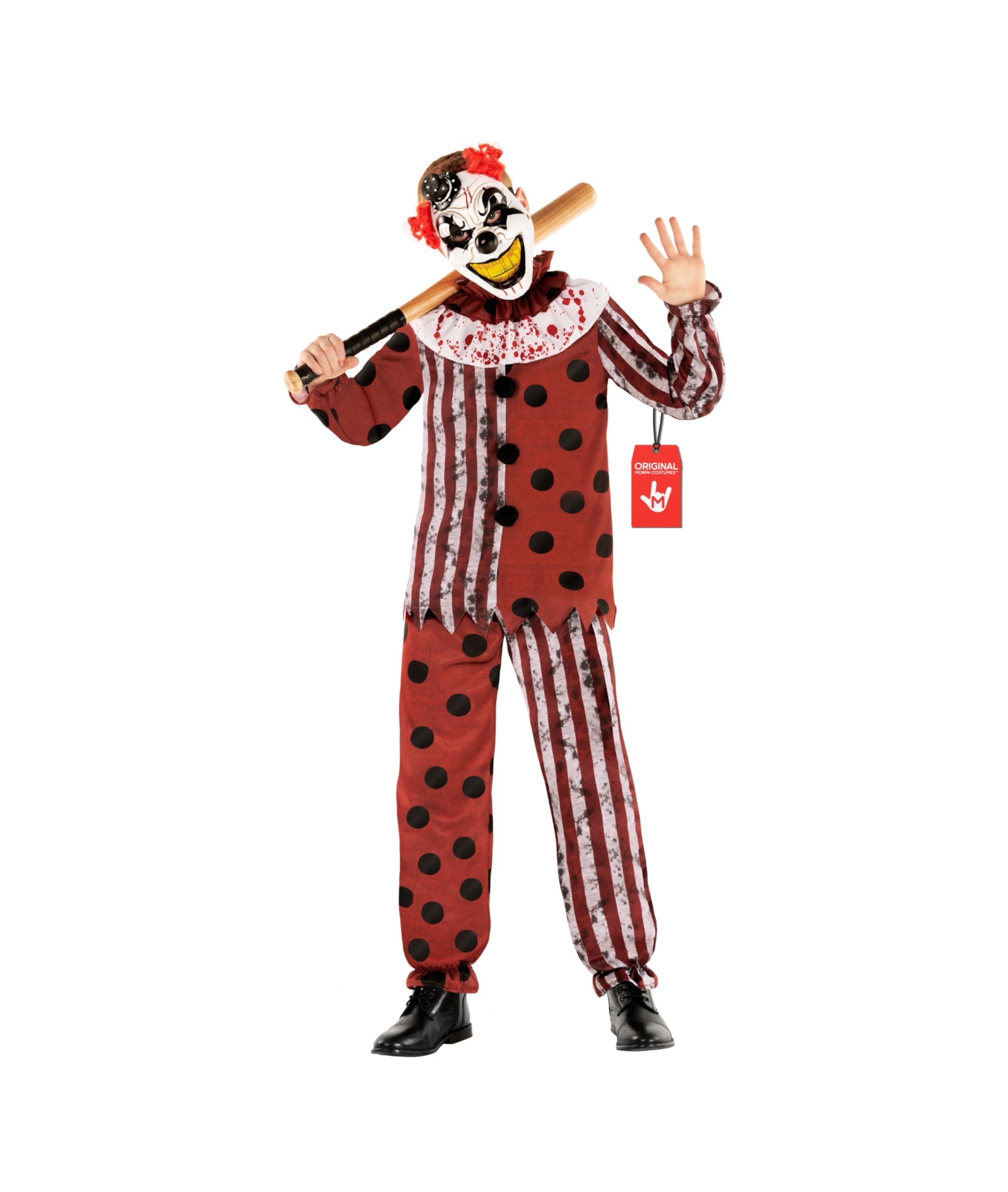 Morph Clown Kostüme für Kinder, Halloween Kostüm Kinder Clown, Horrorclownkostüm Kinder, Kinder Kostüm Clown, Clown Kostüm Jungen in 5 Größen (3-4 Jahre, S, M, L, XL)