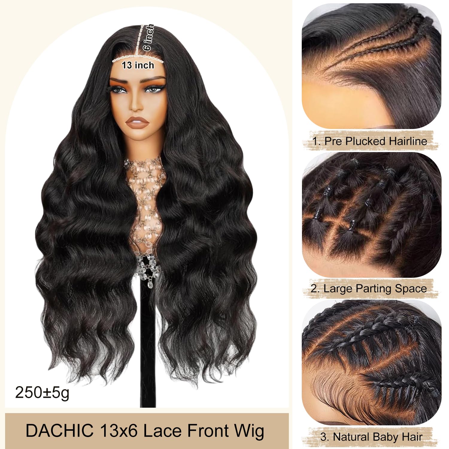 250 Density 28 Inch 100% Real Human Hair, [2-Year Life, 250g], 13x6 Body Wave Lace Front Wigs Human Hair Pre Plucked HD Lace Fronta Glueless Wigs with Baby Hair for Women