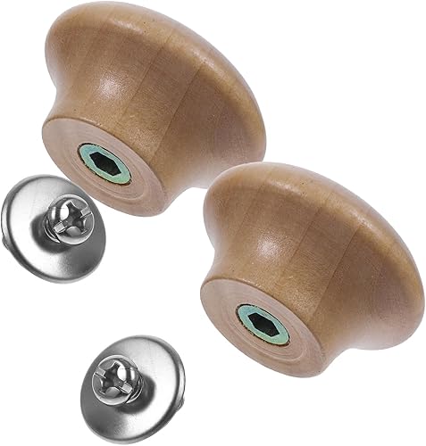 Miniatura 2 de Kichvoe 2 piezas de tapa de olla de cabeza de tarro anti-quemaduras de repuesto de olla pequeña tapa cacerola mini pomos mango de madera tapa