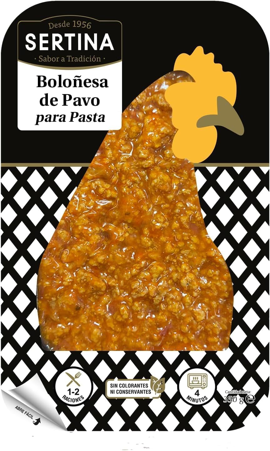 Sauce bolognaise à la dinde Sertina pour pâtes 6 x 350 g Sauce traditionnelle prête en quelques minutes sans colorants idéale pour 1 à 2 personnes