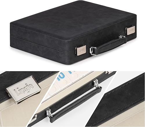 Miniatura 6 de Juego de Rummy, 2 a 4 jugadores con 106 fichas y 4 bastidores, juego de viaje Rummy con funda de piel sintética, divertidos juegos de mesa clásicos