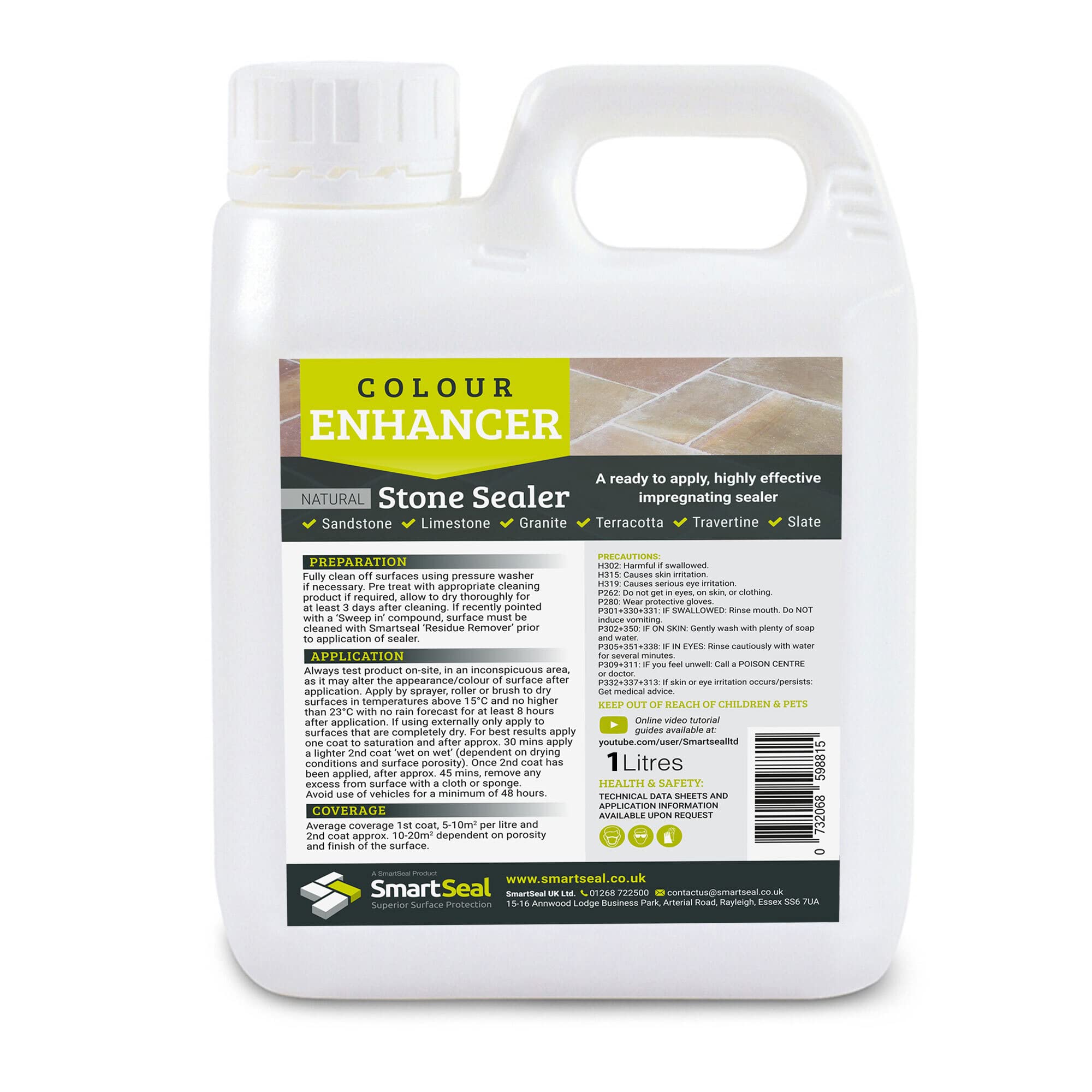 Natural Stone Sealer - Colour Enhancing Finish – Wet Look Patio Sealer & Outdoor Stone Sealers for Sandstone, Limestone, Granite, Travertine And Slate (1 Litre)
