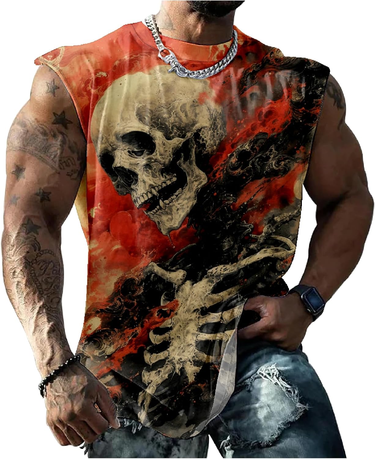 Mens Summer Beast Animal 3D Print Tank Top American Flag Patriotic T-Shirt Quick Dry Novelty Casual Sleeveless Shirts