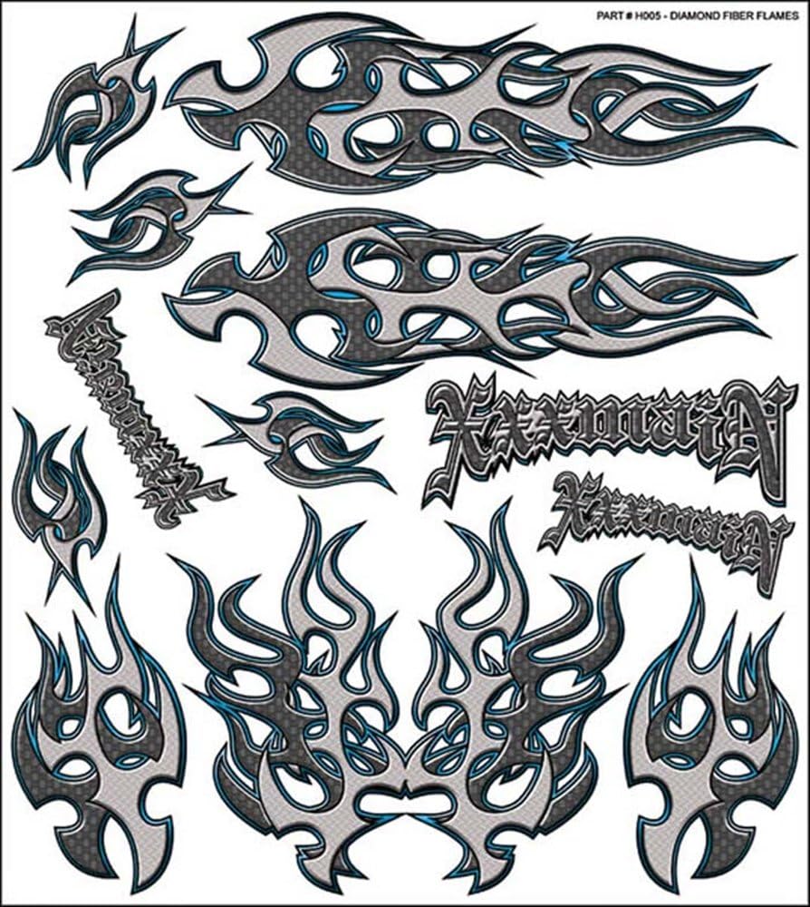 XXX MAIN RACING H005 External Decal Diamond Fiber Flames Large XXXC0205