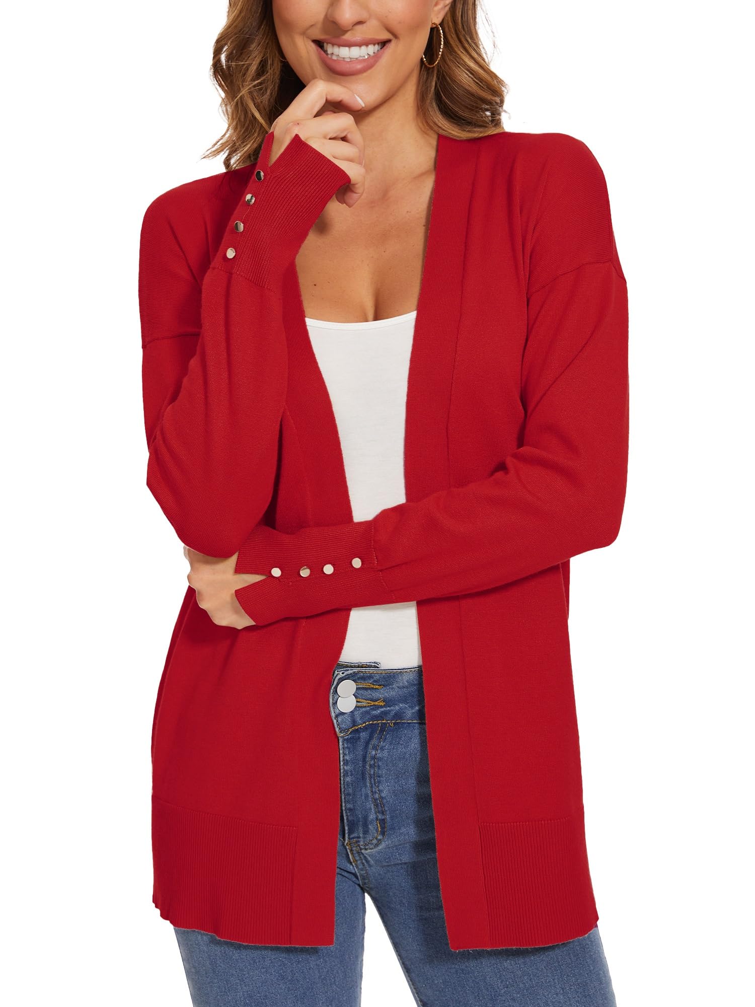 Spicy Sandia Women Cardigan Sweaters Lightweight Open Front Long Sleeve Sweater Coat Dressy Casual Trendy Professional