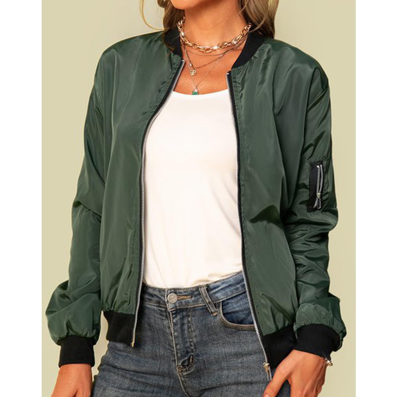 Giacca Bomber Da Donna Colorata Corta Giacca Da Pilota Casual