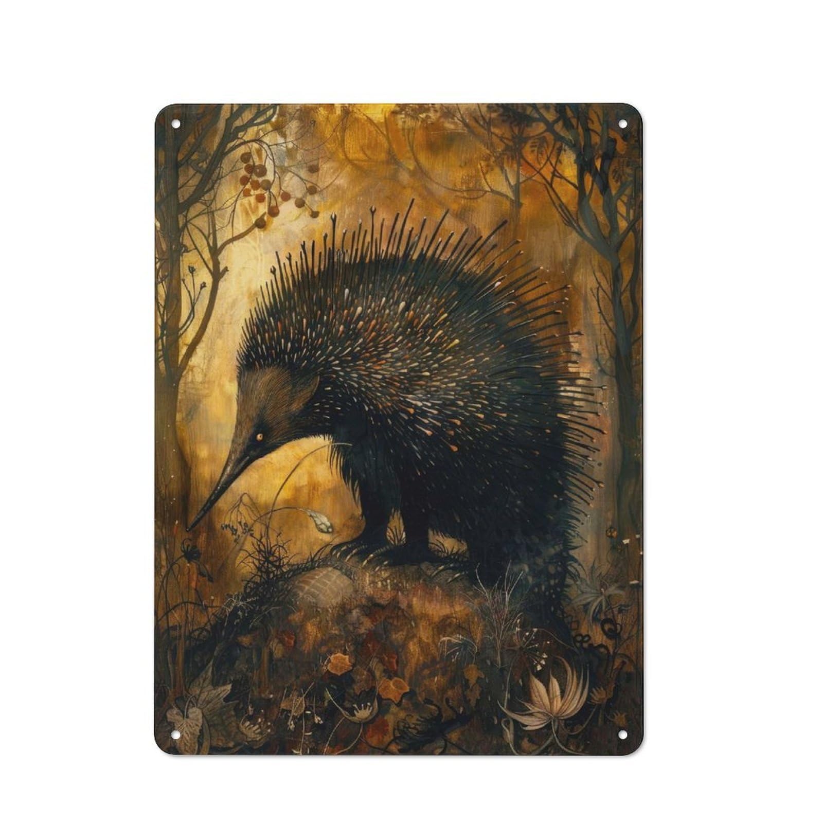 Junmoney Enchanted Echidna Metal Sign 40X30cm With For Hallway Wall, Rustic Decor, For Furnishing A New Hallway With Rustic Decor