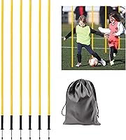 5FT Adjustable Agility Training Poles for Soccer, Basketball, Football, Dog & Horse - Speed Training Sticks with Spring Stakes & Carry Bag