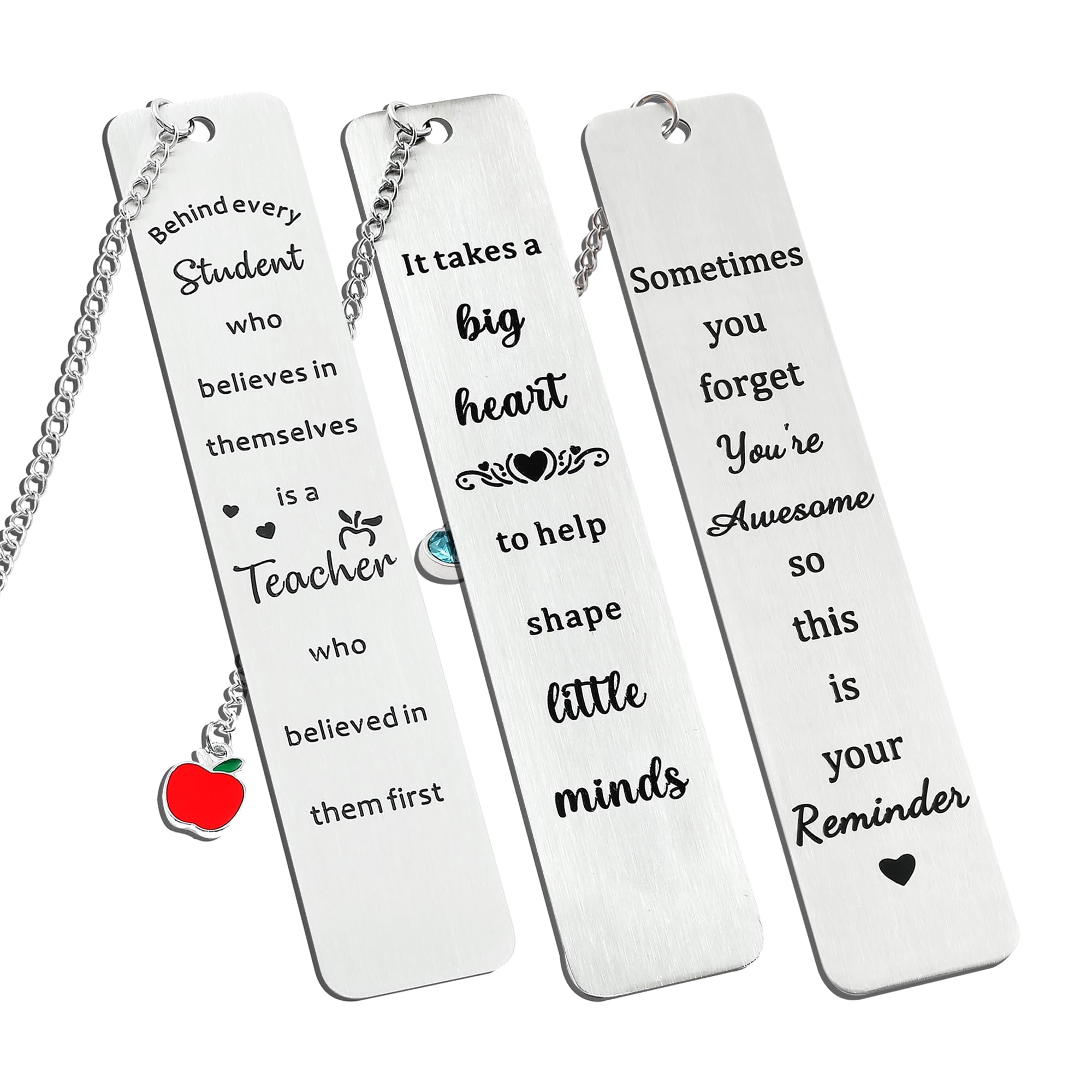 feimeng jewelry3Pcs/Set Stainless Steel Bookmark with Tassel - Book Mark for Book Lover Gifts, Reading Supplies Collection Retirement Graduation Teacher’s Day Gifts, Pack with Box (for Teacher B)