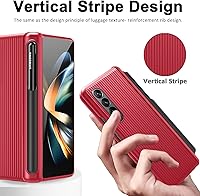Vista 3 de Miimall Funda compatible con Samsung Galaxy Z Fold 4 con bolígrafo, Z Fold 4 con S Pen + protector de pantalla frontal + diseño de rayas verticales