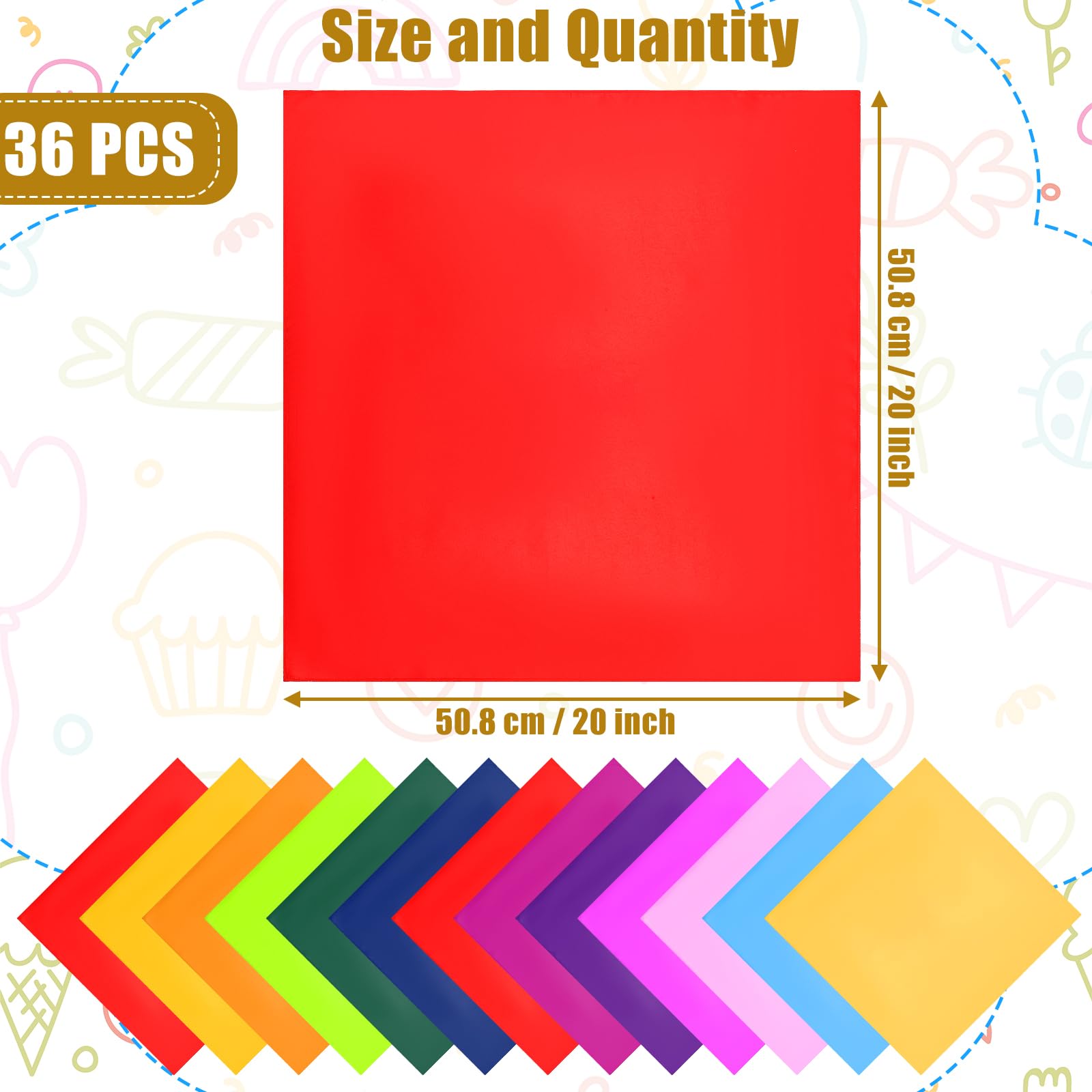 Yaomiao Set of 36 Multicolor Cloth Napkins Polyester Dinner Washable Napkins Cloth Bulk for Wedding Party Holiday Dessert Lunch Cocktail Birthday Banquet Supplies(20 x 20 Inch,Multi Colors)