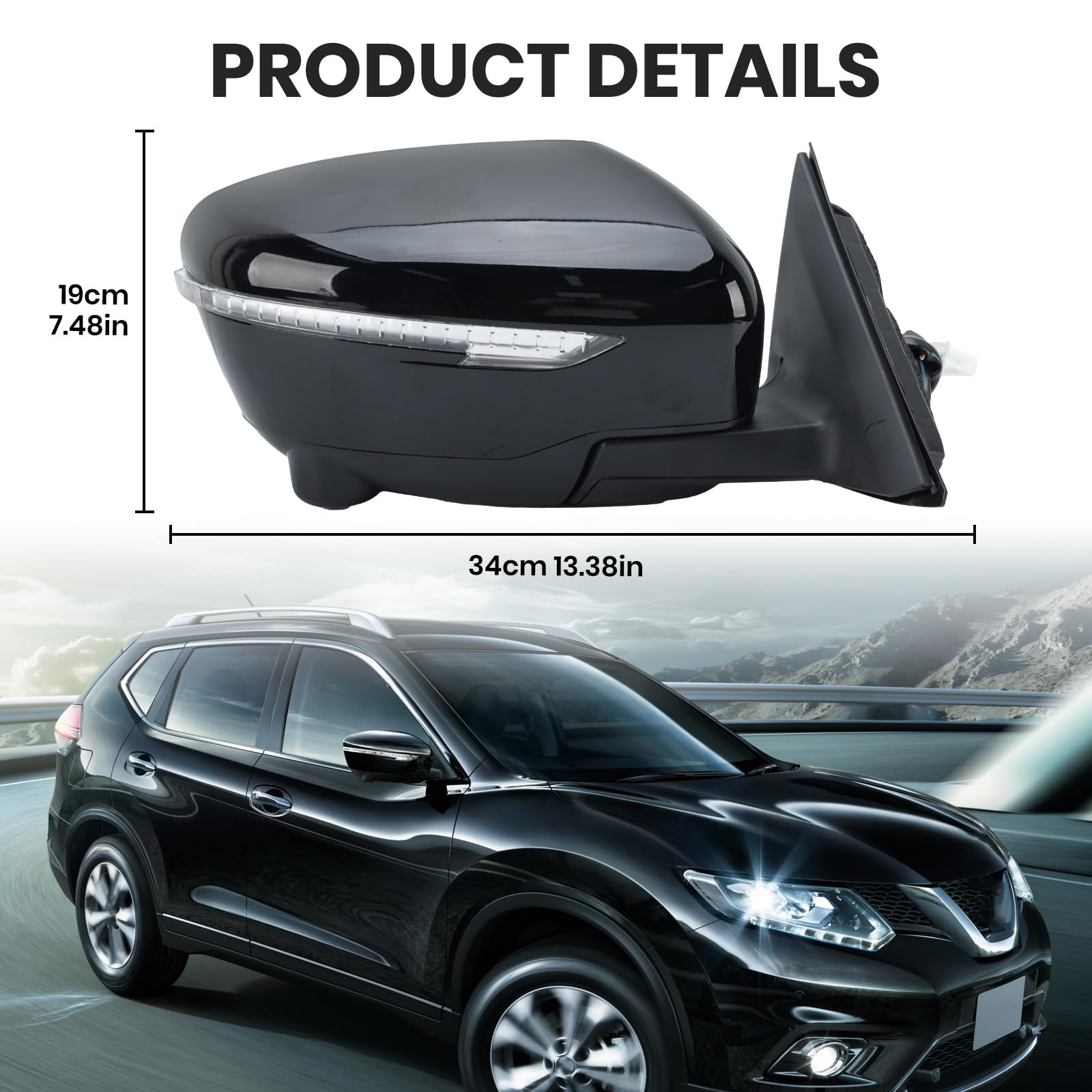 Blue Right Passenger Side Mirror Cover For 2016-2019 Nissan X-Trail – Direct Fit