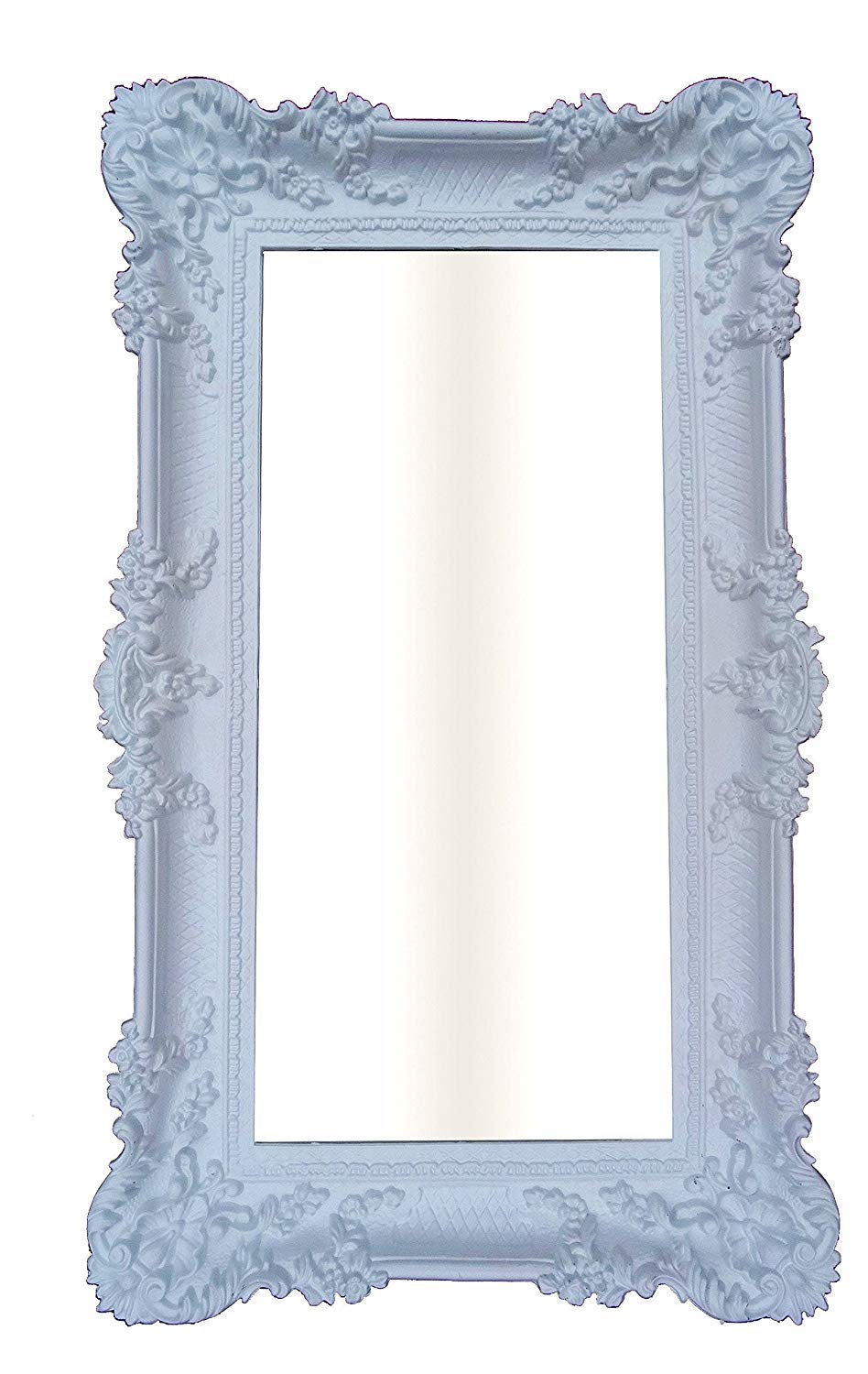 Specchio da parete XXL, colore bianco, 96 x 57 cm, stile barocco, stile shabby chic, 75SP