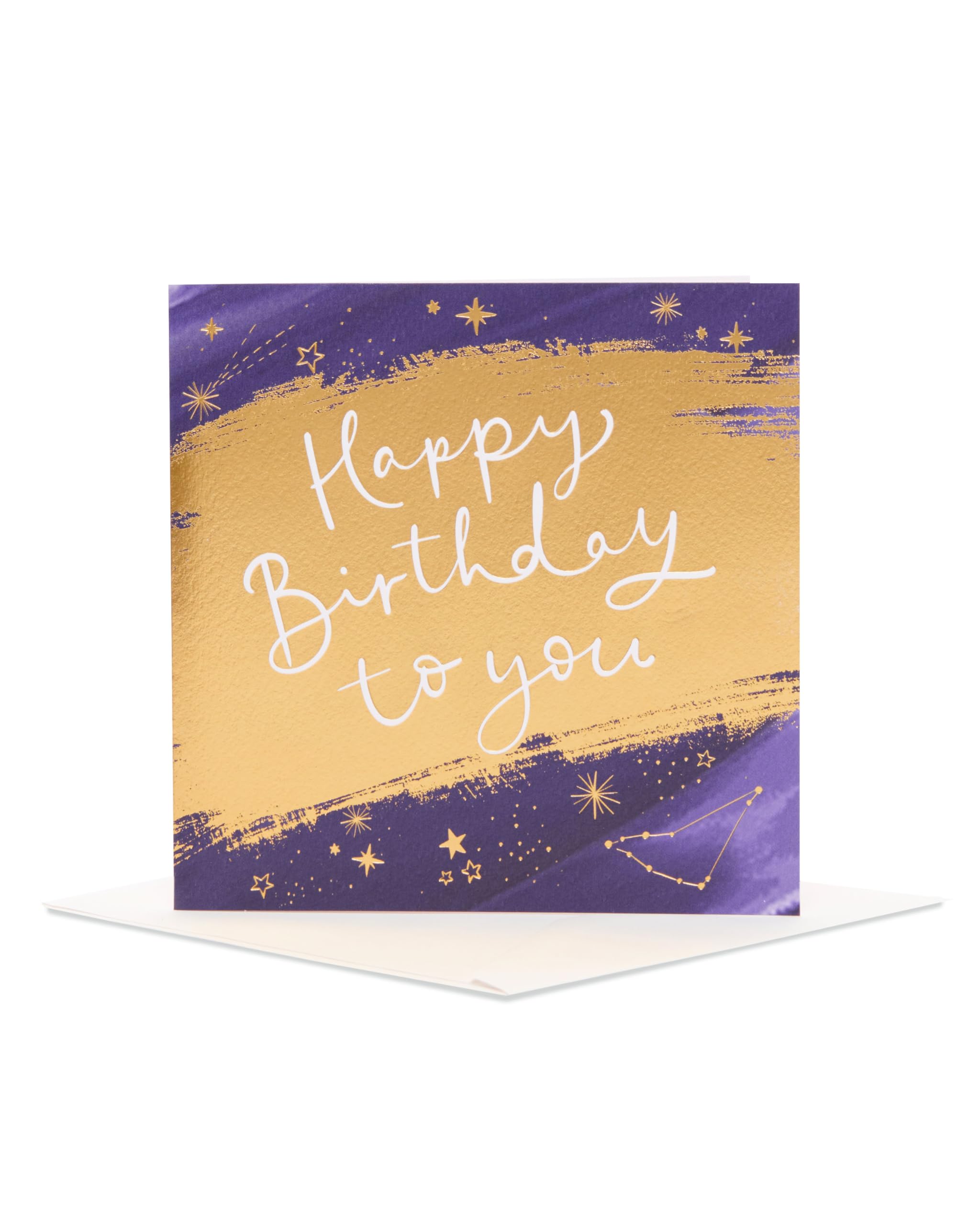 UK Greetings Birthday Card for Him/Her/Friend - Starry Gold Foil Design - From The Camden Collection