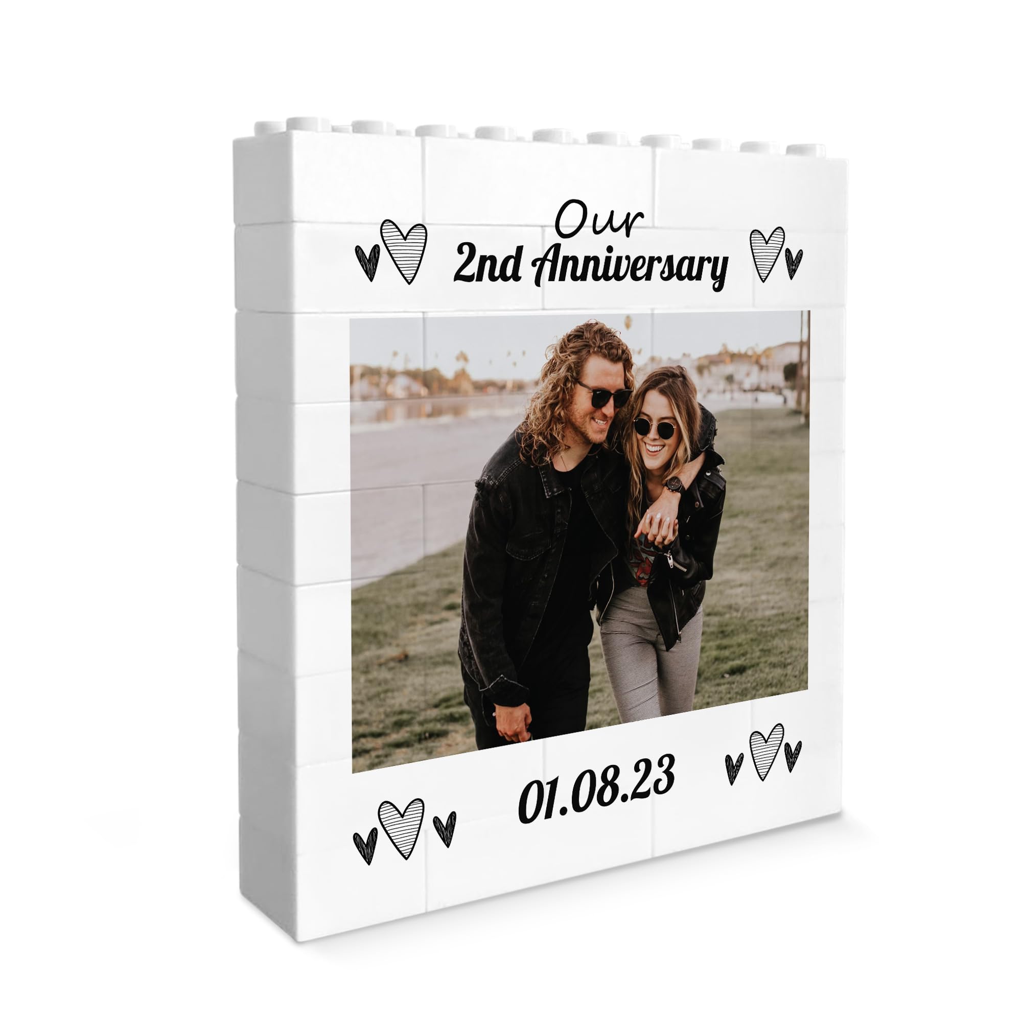 Red Ocean Personalised Photo Bricks, Couple Photo Plaque, 2nd, Couple Gifts, Building Bricks, Gift, For Him Her, Boyfriend, Girlfriend Keepsake