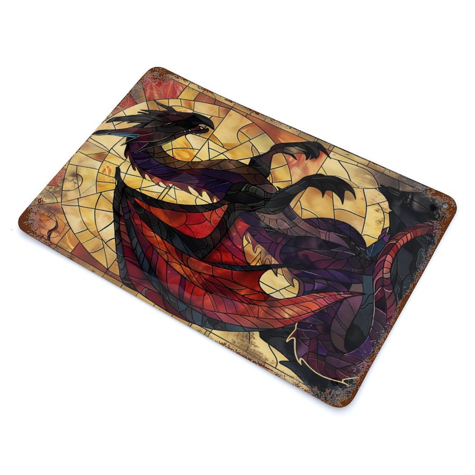 Black Dragon Vintage Rust Metal Sign 11.8"x7.9", Ideal for Basement, Hobby Room And Garage Decor