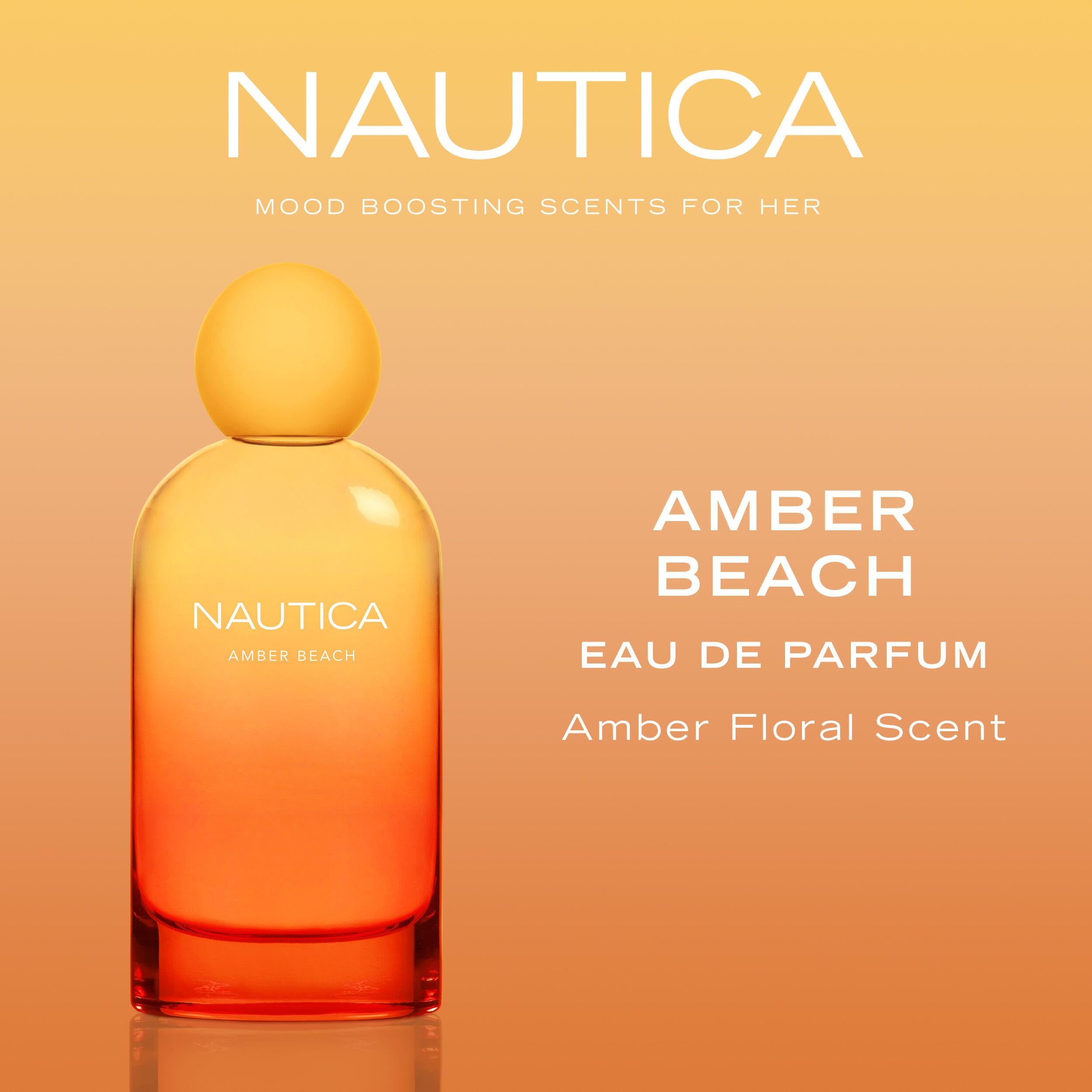 Nautica Amber Beach Eau de Parfum da Donna, Fragranza Mood Boosting, Distintiva e Positiva, Fragranza Ambrata e Fruttata, Formula Vegana, Profumo a Lunga Durata, 3,3 oz