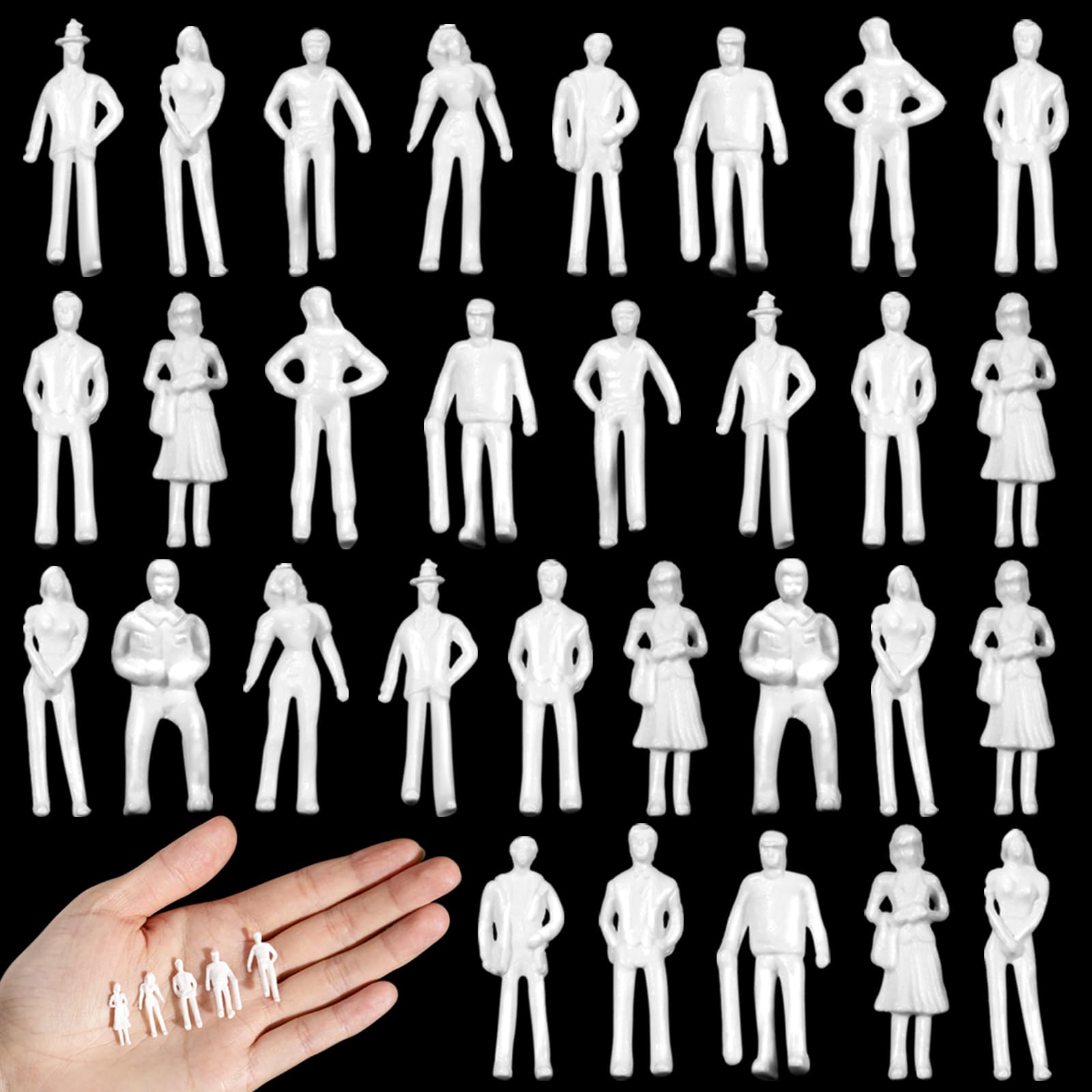 Namalu 30 Pcs 0.95 Inch 1: 75 Scale Mini People Figurines White Unpainted Standing & Sitting Miniature People for Tiny Model Diorama, Architectural Projects, Train Scenes โ image 1