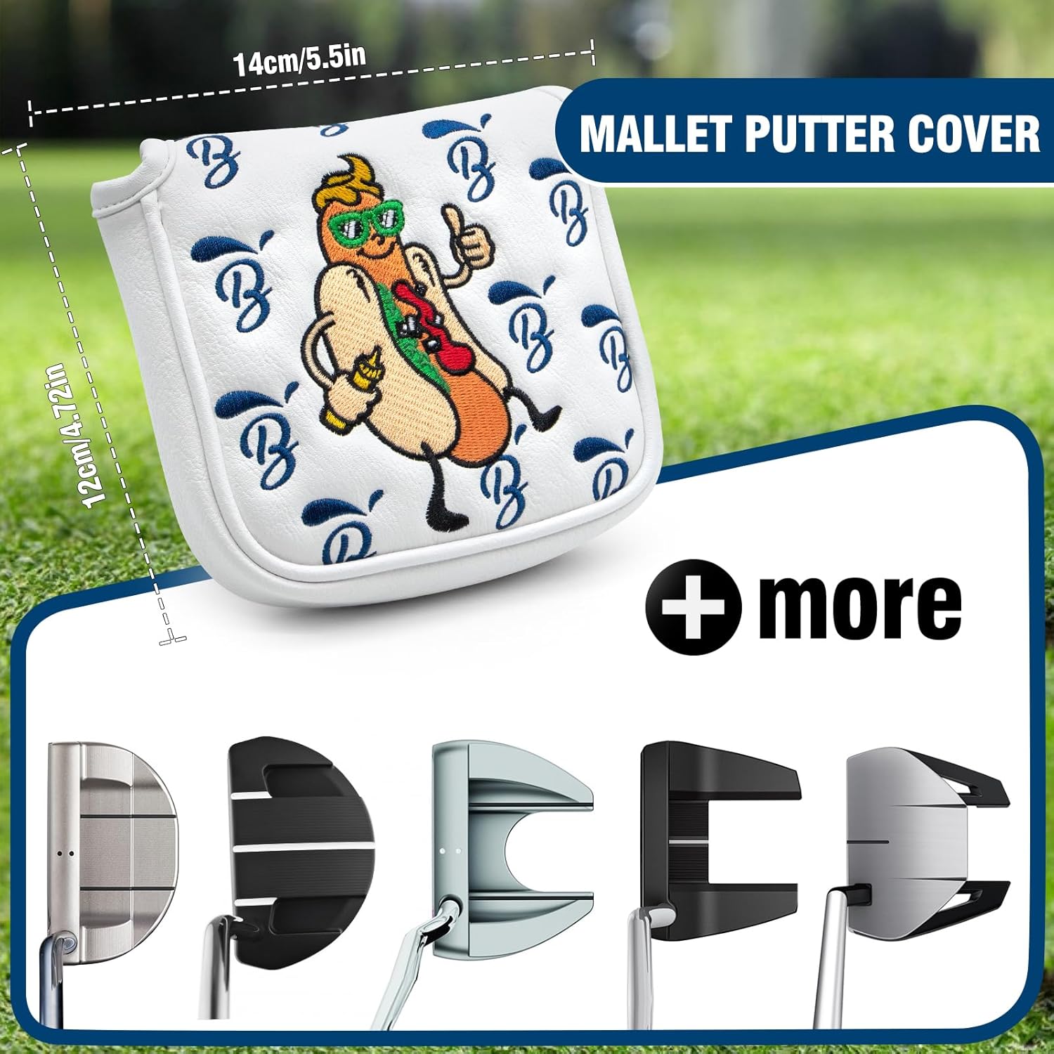 Putter Covers Hotdog Mallet Putter Headcover Blade Putter Covers Leather Golf Headcover with Magnetic Golf Club Cover for All Brand