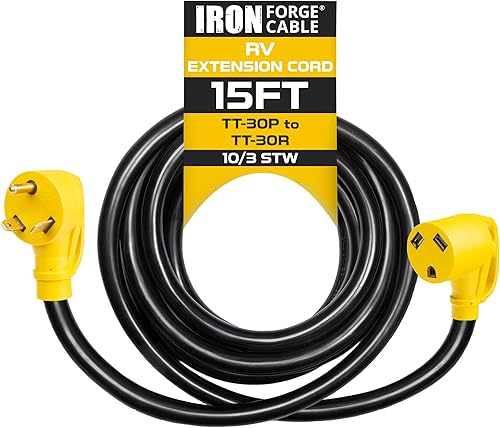 Miniatura 6 de Iron Forge Cable Cable de extensión RV de 30 amperios de 15 pies - 103 STW TT-30P a NEMA L5-30R 125v Cable de alimentación RV