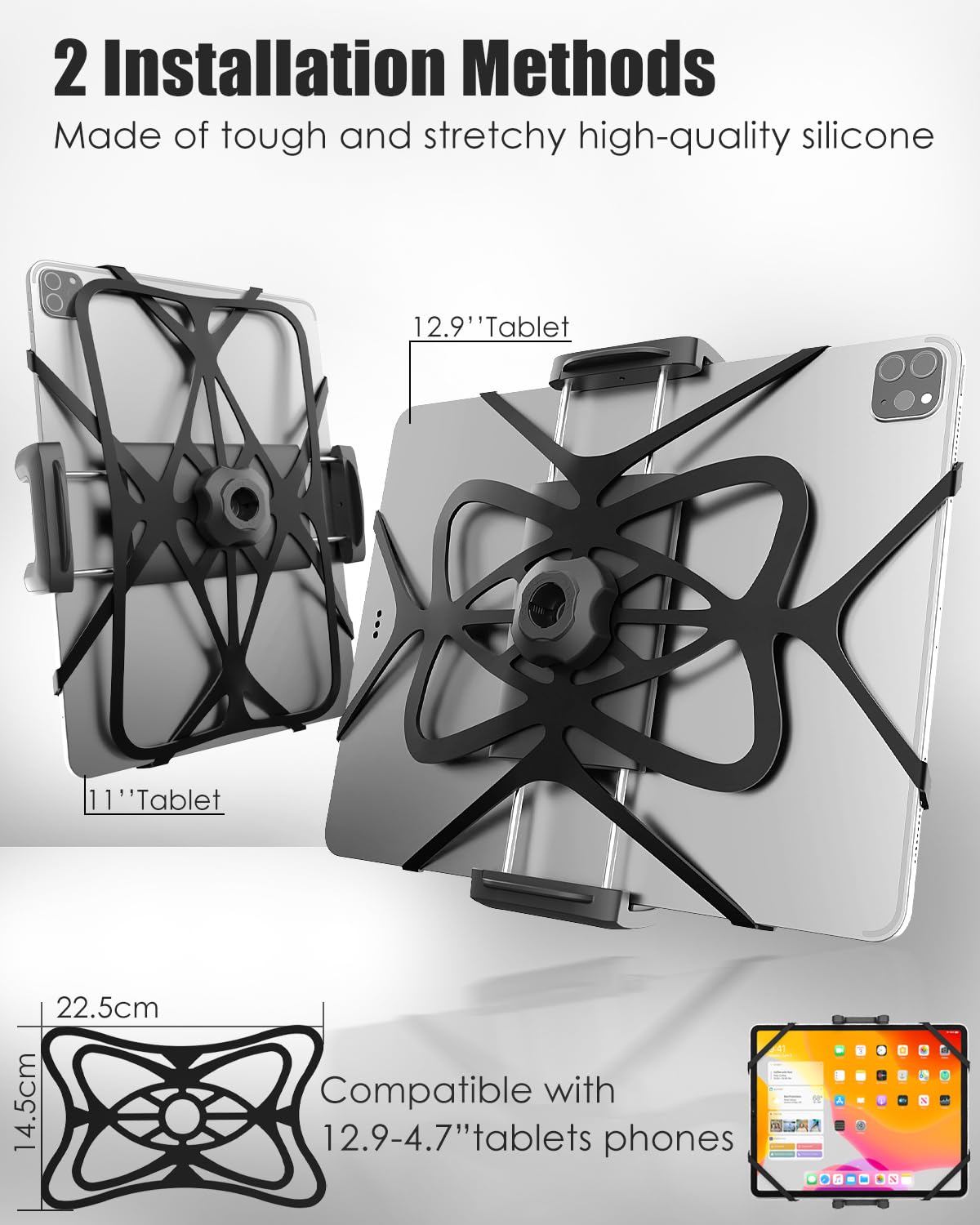 Clamp Tablet Holder For Indoor Exercise Equipment Bike Phone Bracket Mount For IPad Pro 12.9 Air Mini Galaxy Tabs IPhone 4.7-13" - 7