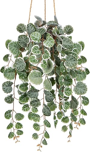 Briful Plantas colgantes artificiales con maceta de 17 pulgadas, cadena falsa de vides de corazón, plantas de imitación para colgar en el hogar,