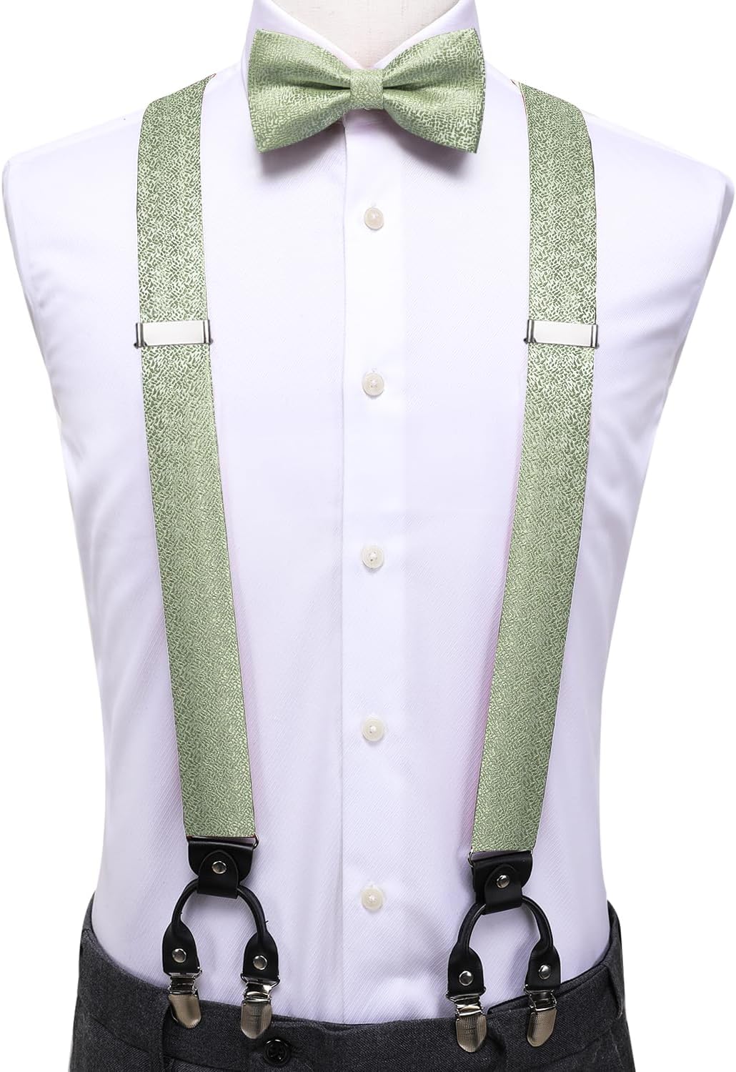 Dubulle Suspender and Bow Tie for Men Paisley Solid Mens Suit Braces Pretied Bowtie and Handkerchief Cufflinks Formal Wedding