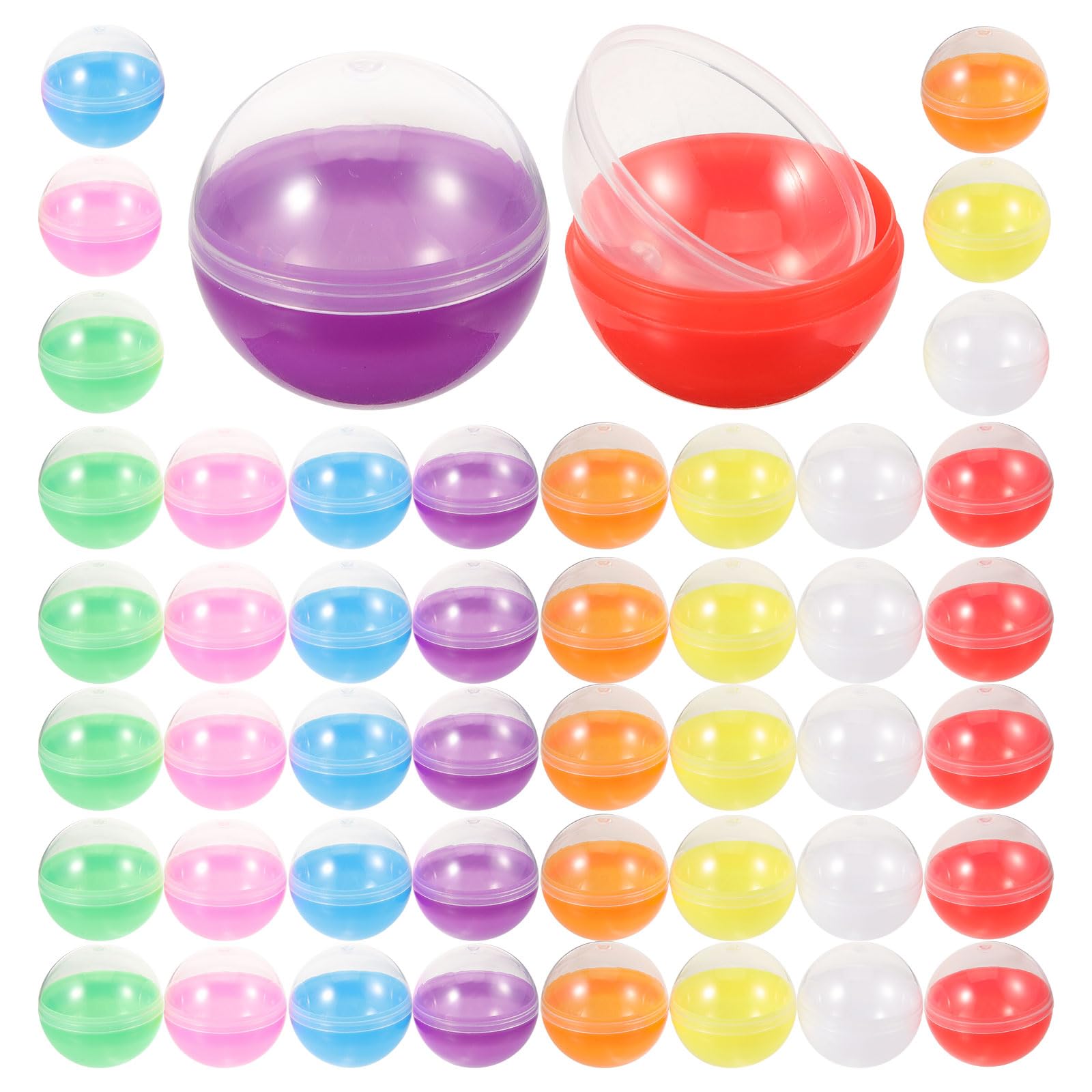 DECHOUS 50Pcs Small Empty Round Capsules, 1.77in Vending Machines Capsules Colored Fillable Plastic Capsules Balls for Easter Basket Stuffers, Party Prize, Vending Machines