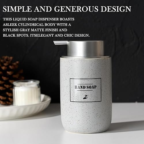 Miniatura 5 de Dispensador de jabón de baño, dispensador de jabón de manos gris con bomba de líquido, dispensador de jabón de cocina de 12 onzas, dispensador de