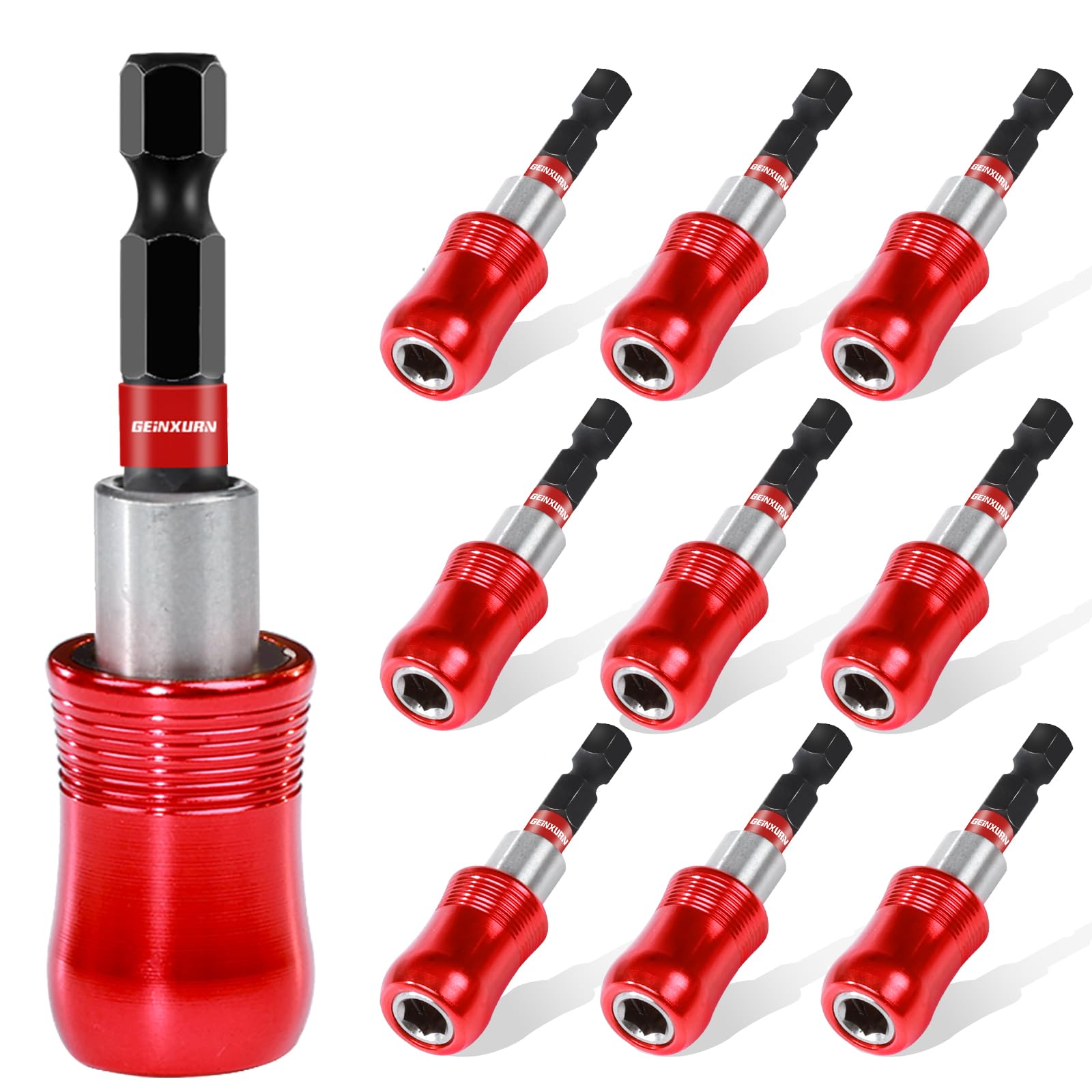 Geinxurn 2.5Inches Impact Screwdriver Bit Holders, 10PC Magnetic Extension Quick-Change Socket Drill Bit Holder Cr-V SteelHex Shank Quick Release