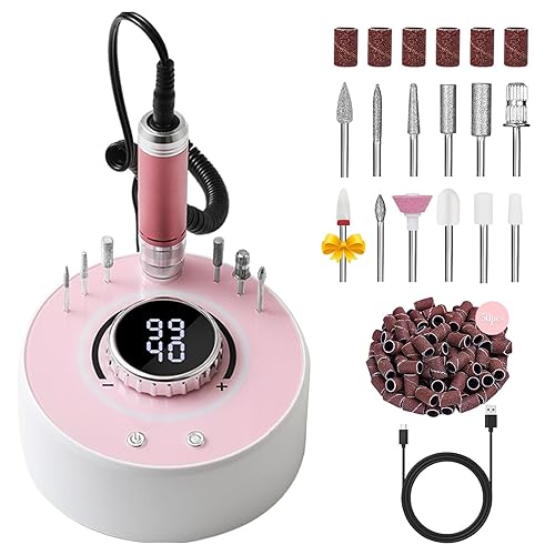 Taladro eléctrico de uñas taladro profesional de 40000 rpm, taladro de uñas inalámbrico recargable con brocas y base para uñas acrílicas, quitar
