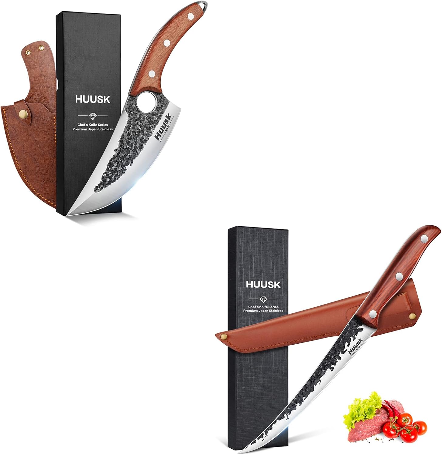 Huusk Brisket Trimming Knife,Fillet Knife for Meat,Curved Boning Knives 7 Inch, Hand Forged Meat Trimming Knife,Japanese Boning Knife Meat Butcher Knife for Fish Chincken