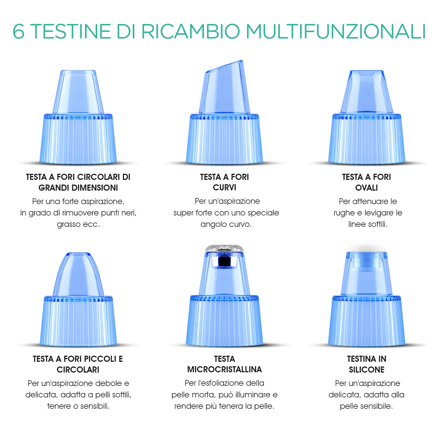 VOYOR Aspirapolvere punto nero professionale 6 in 1 estrattore di punti nero elettrico pneumatico comedoni acne detergente per pori cura viso donna, 6 sonde e 5 modalità, ricaricabile con display LCD