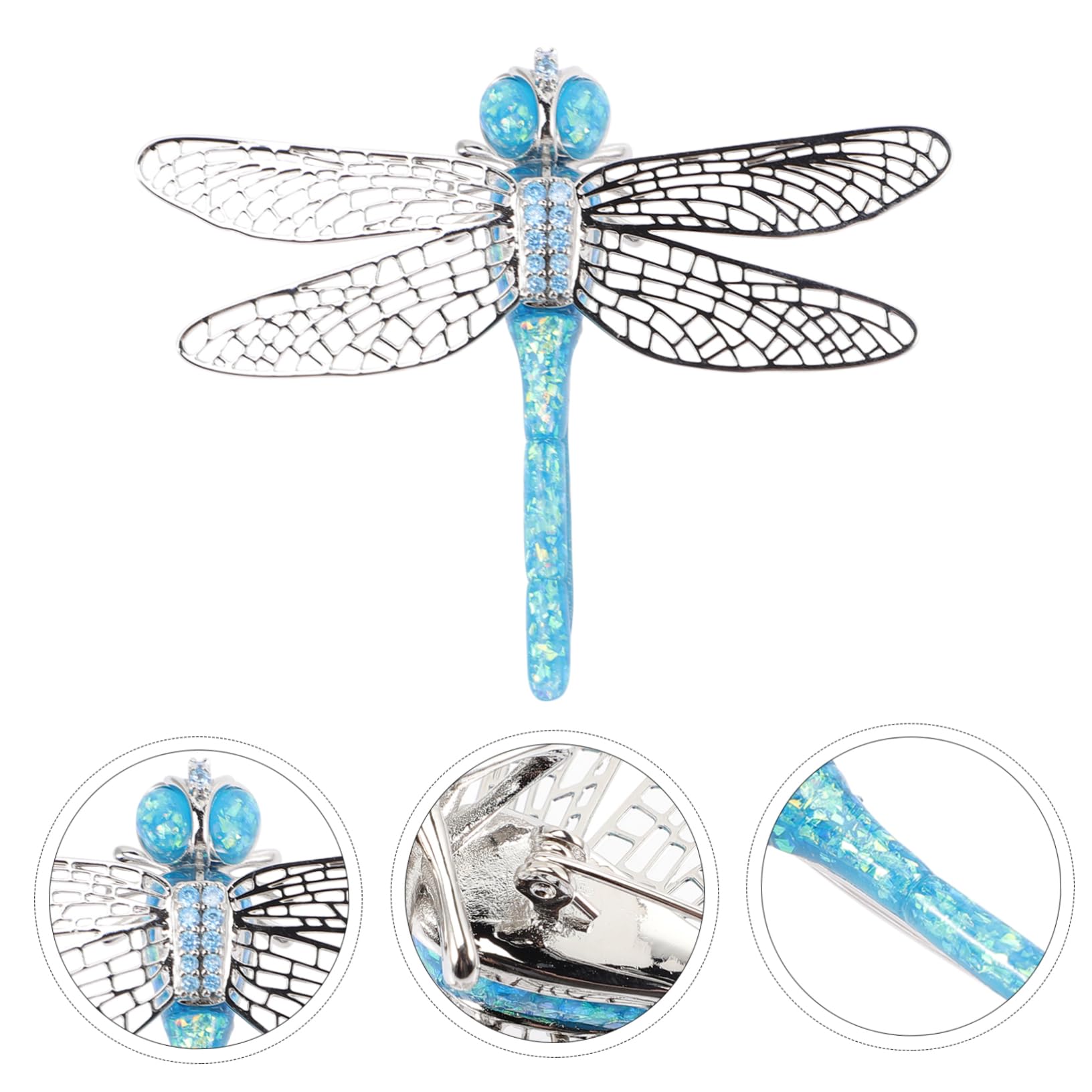 LIFKOME Libelle Brosche für den jahrestag weinachts Geschenkidee Blaue Brosche Kleid Reversnadel Silberne Tiere Tierabzeichen nachgemachter Opal