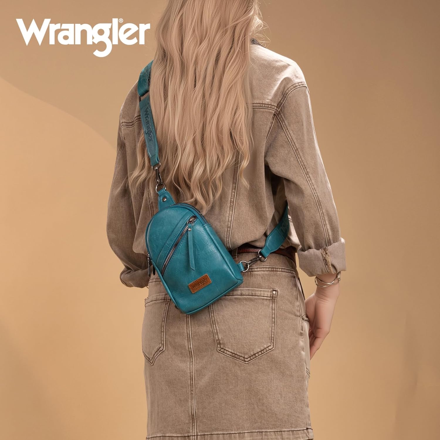 Wrangler Small Sling Bag for Women, Leather Crossbody Bags Cross Body Purse Fanny Packs with Adjustable Strap for Gift
