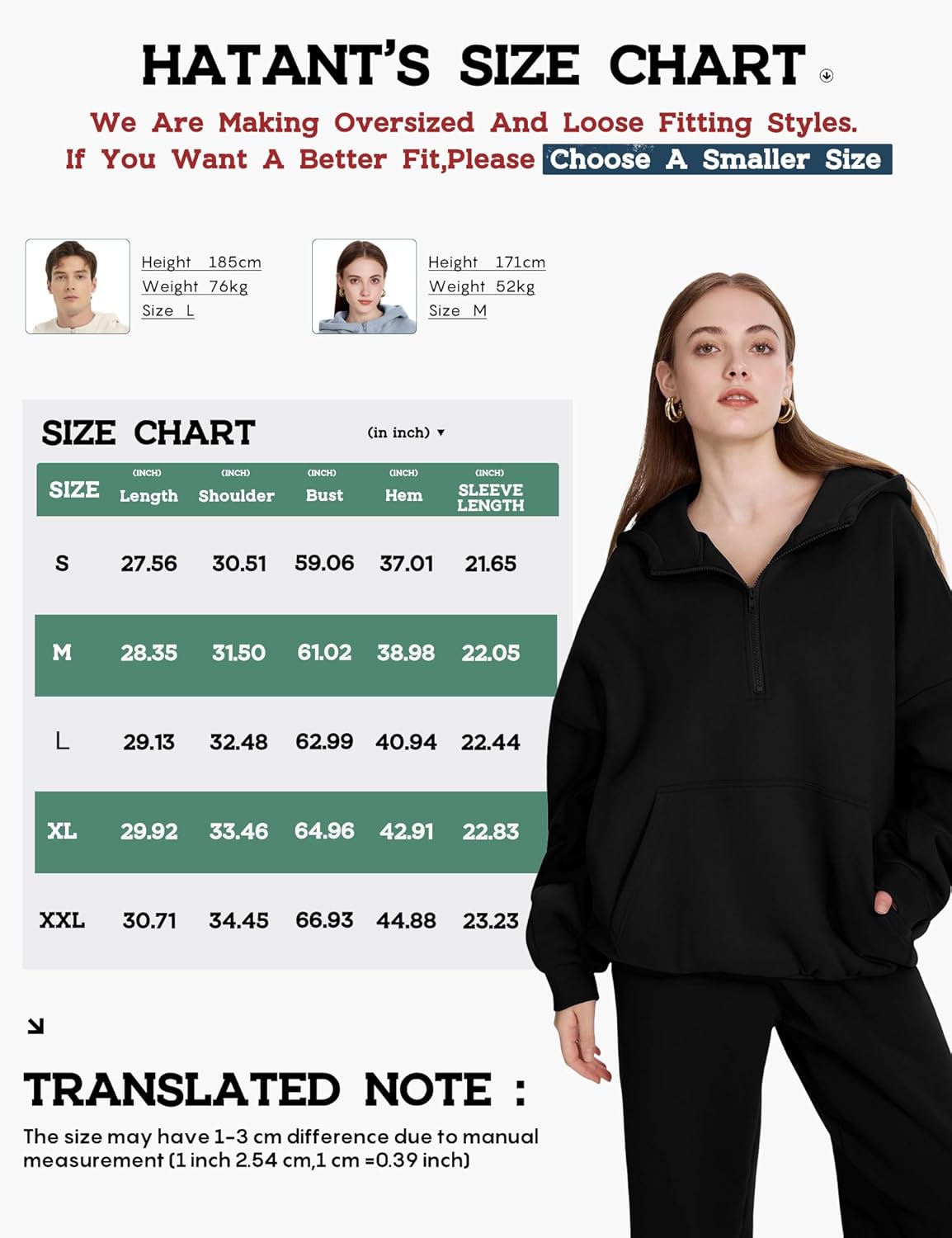 FAIABLE Women Hoodies Half Zip Up Oversized Sweatshirts Fleece Cotton Quarter Zip Hoodie Pullover Fall Winter Outfit - Image 7