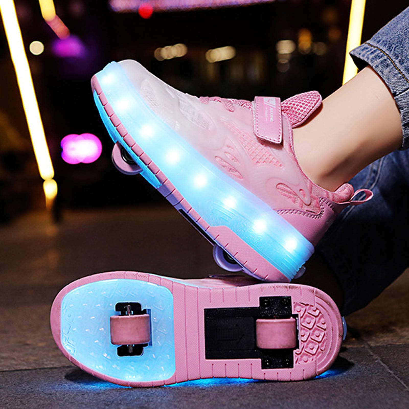 Baskets à roulettes Enfant Garçons Filles, Chaussures à roulettes Rechargeables USB LED Lumière Clignotante Rétractables
