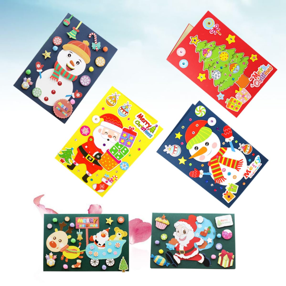 Didiseaon 18 Paquetes Tarjetas de Bricolaje Navideñas, Kit de Papel