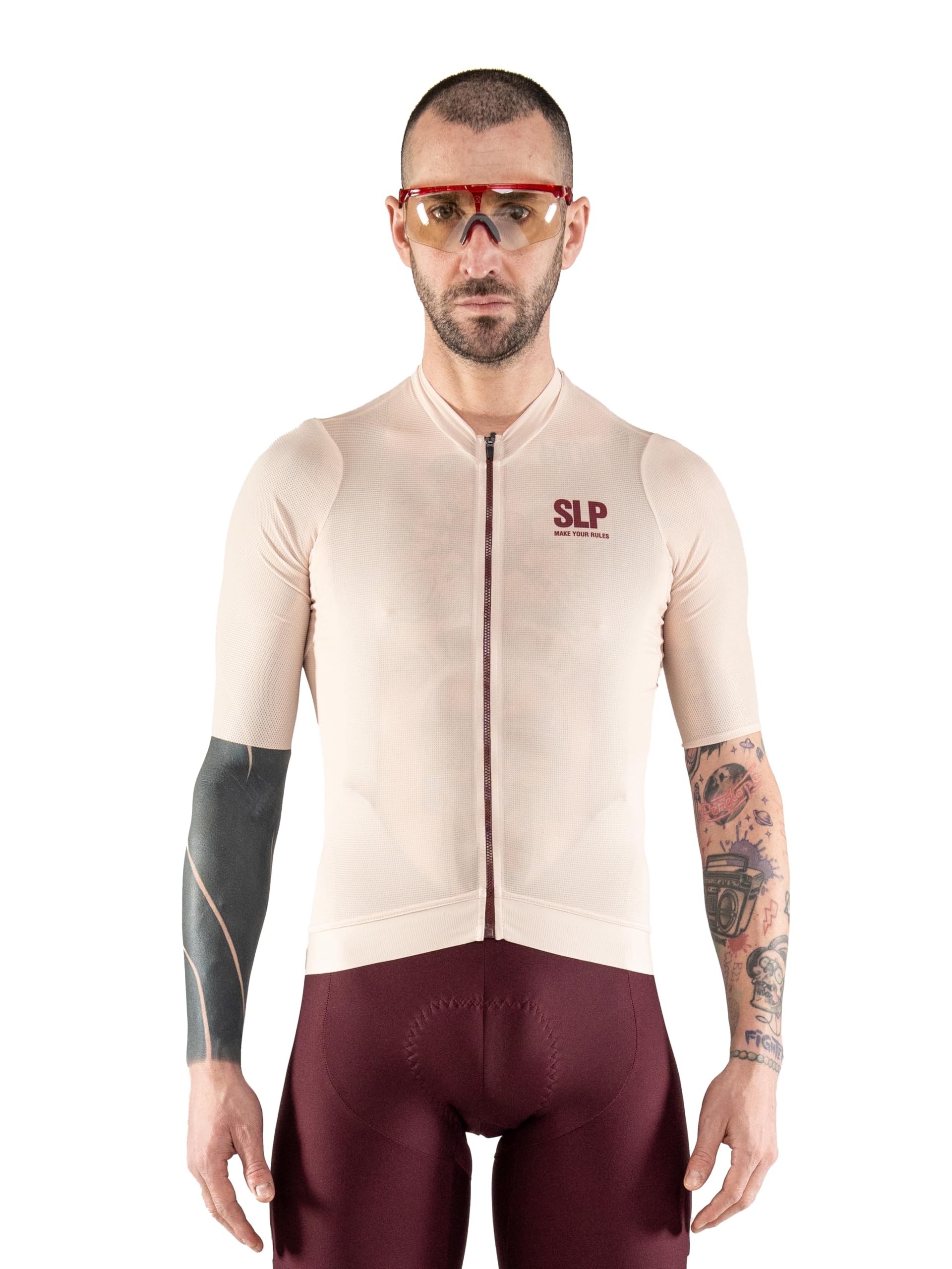 SLP. Kurzarm-Radtrikot für Herren/Damen, Transition, einfarbig, Creme, Live-Ärmelschnitt/hoch atmungsaktiv/maximaler Komfort